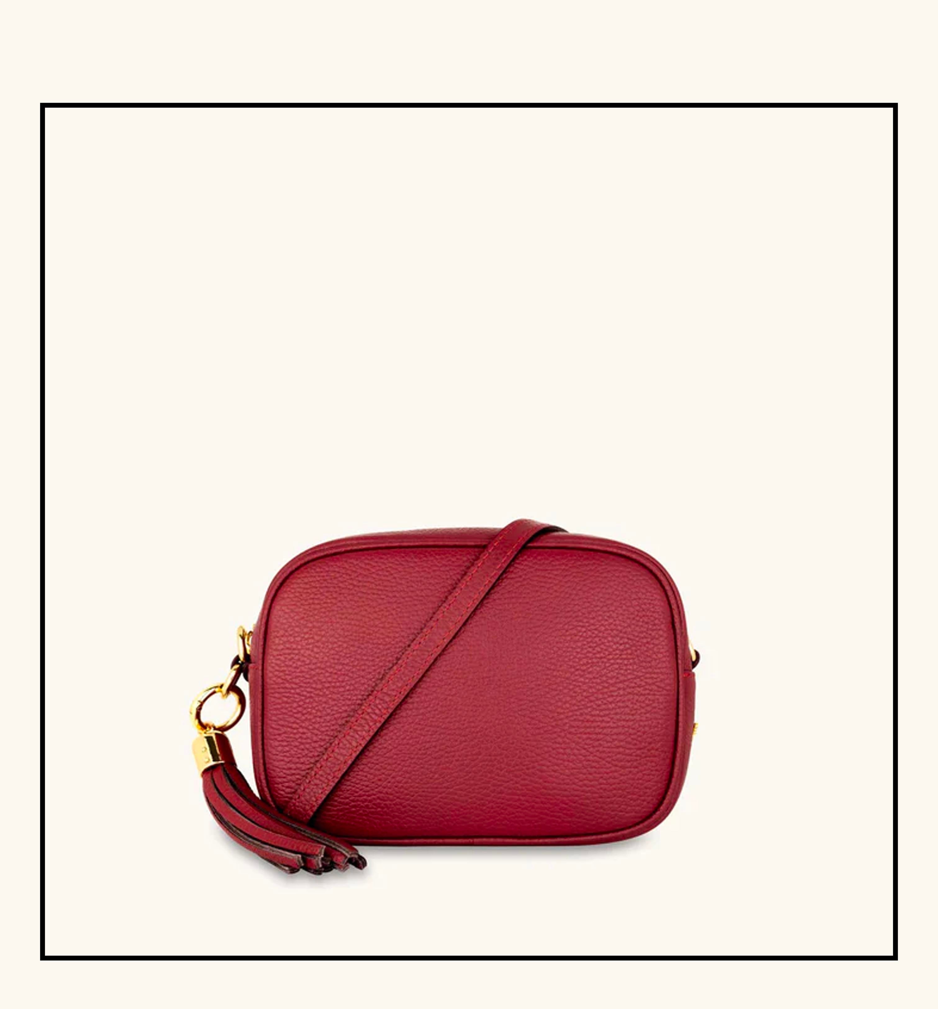 Apatchy London The Tassel Cherry  Leather Crossbody Bag