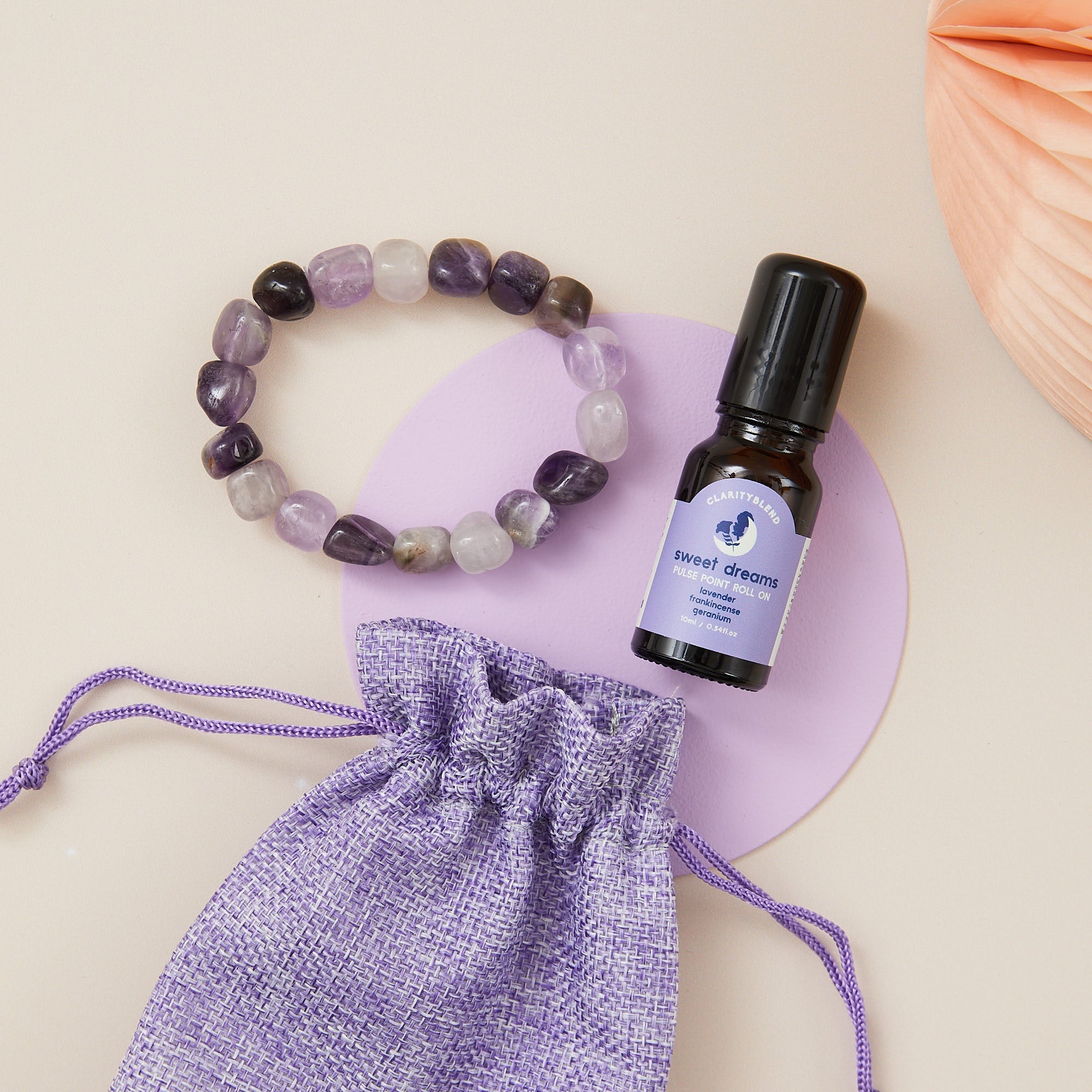 Clarity Blend The Dreamy Set with Amethyst Bracelet And Sweet Dreams Roller