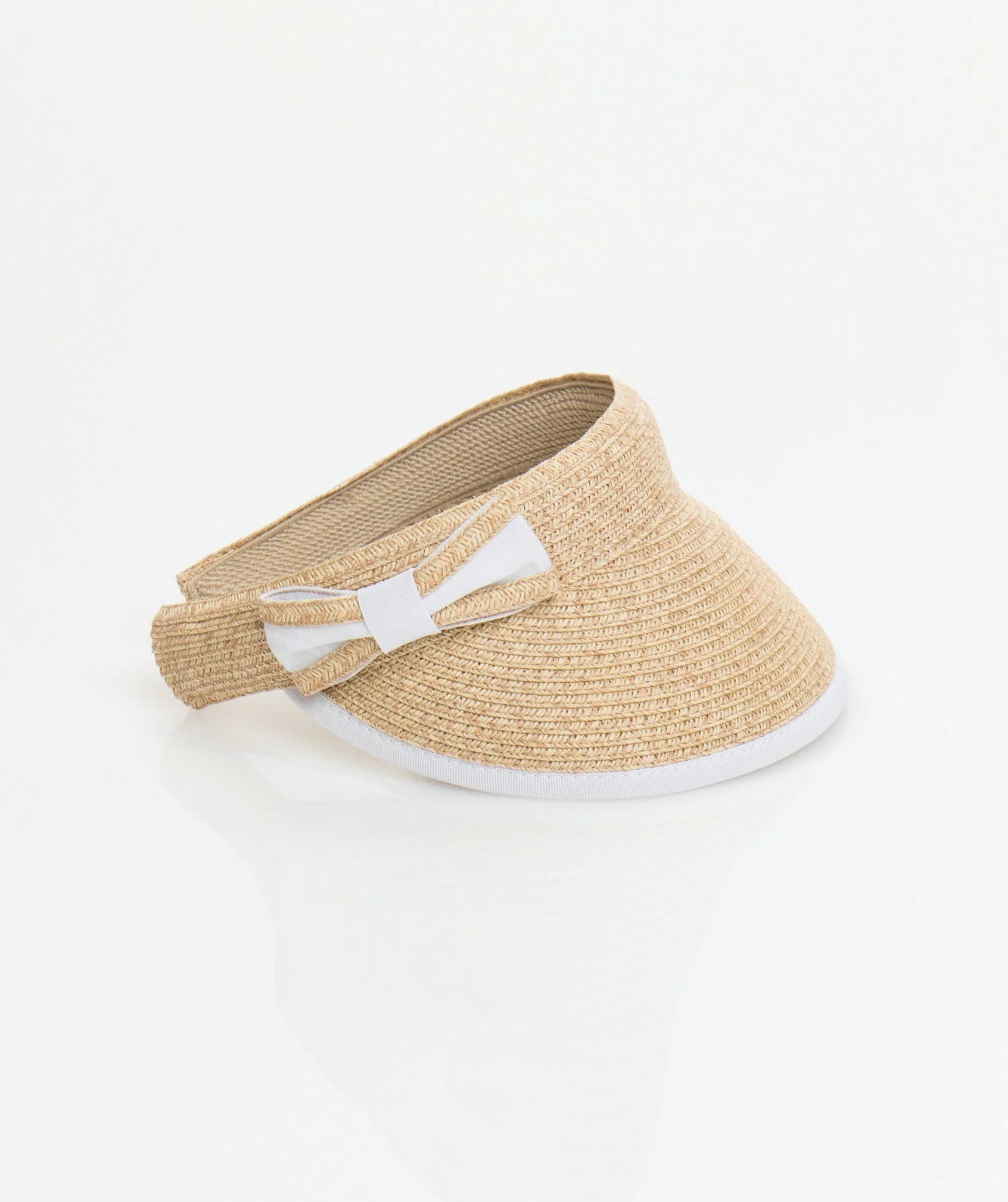 Claudia - Straw Sun Visor with Bow