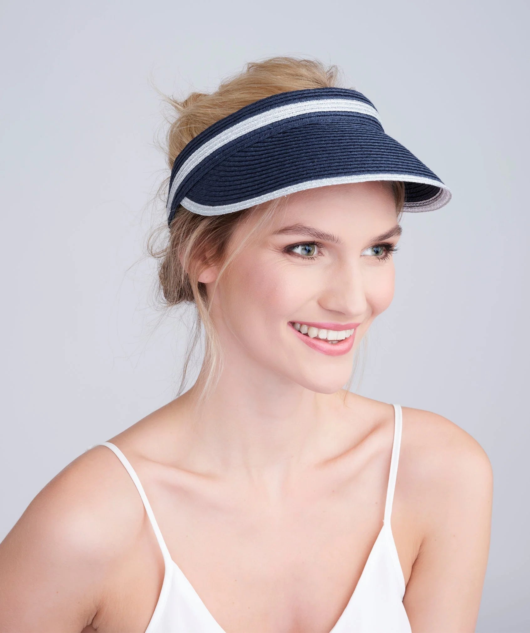 Cohen - Metallic Stripe Straw Sun Visor