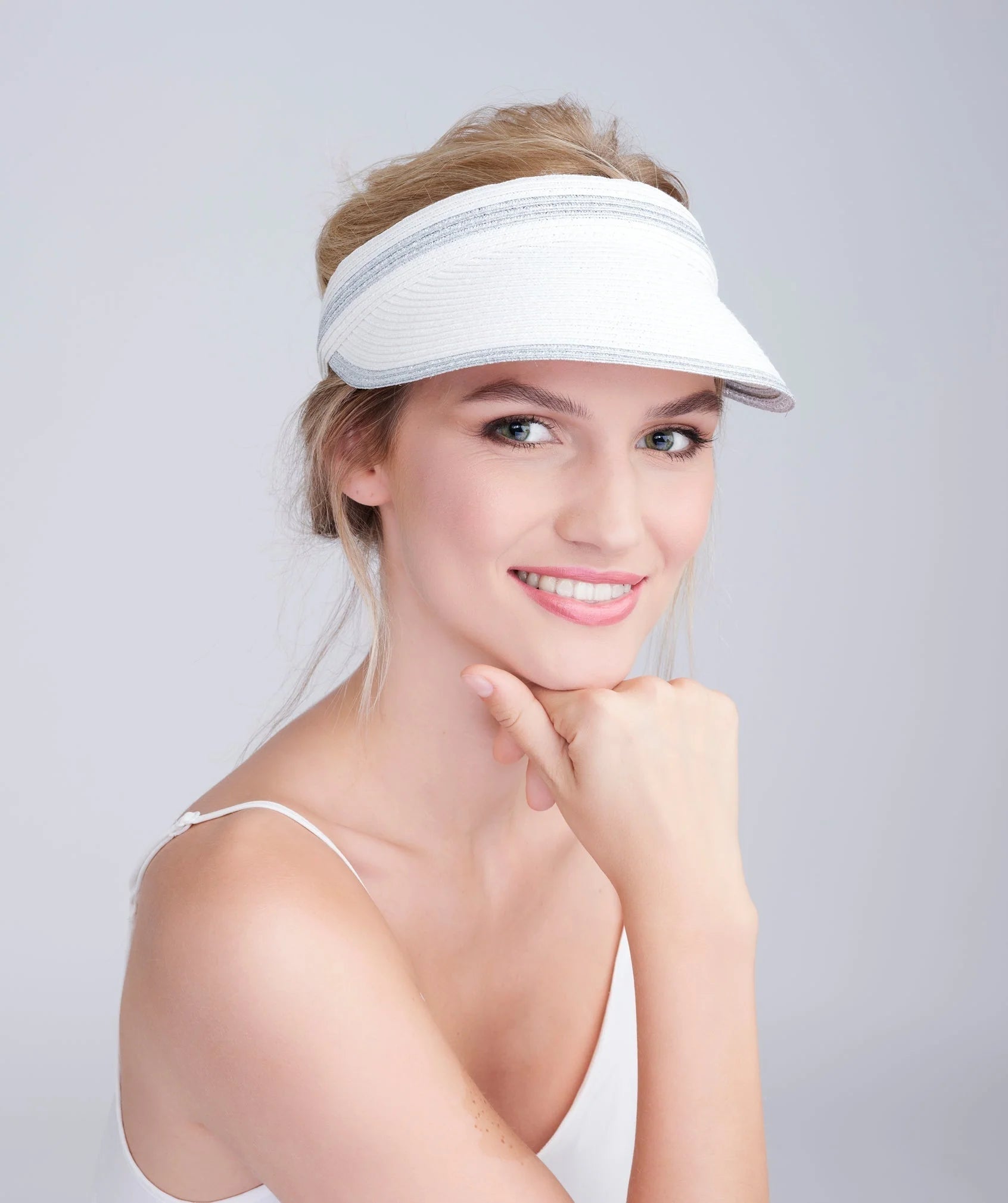 Cohen - Metallic Stripe Straw Sun Visor