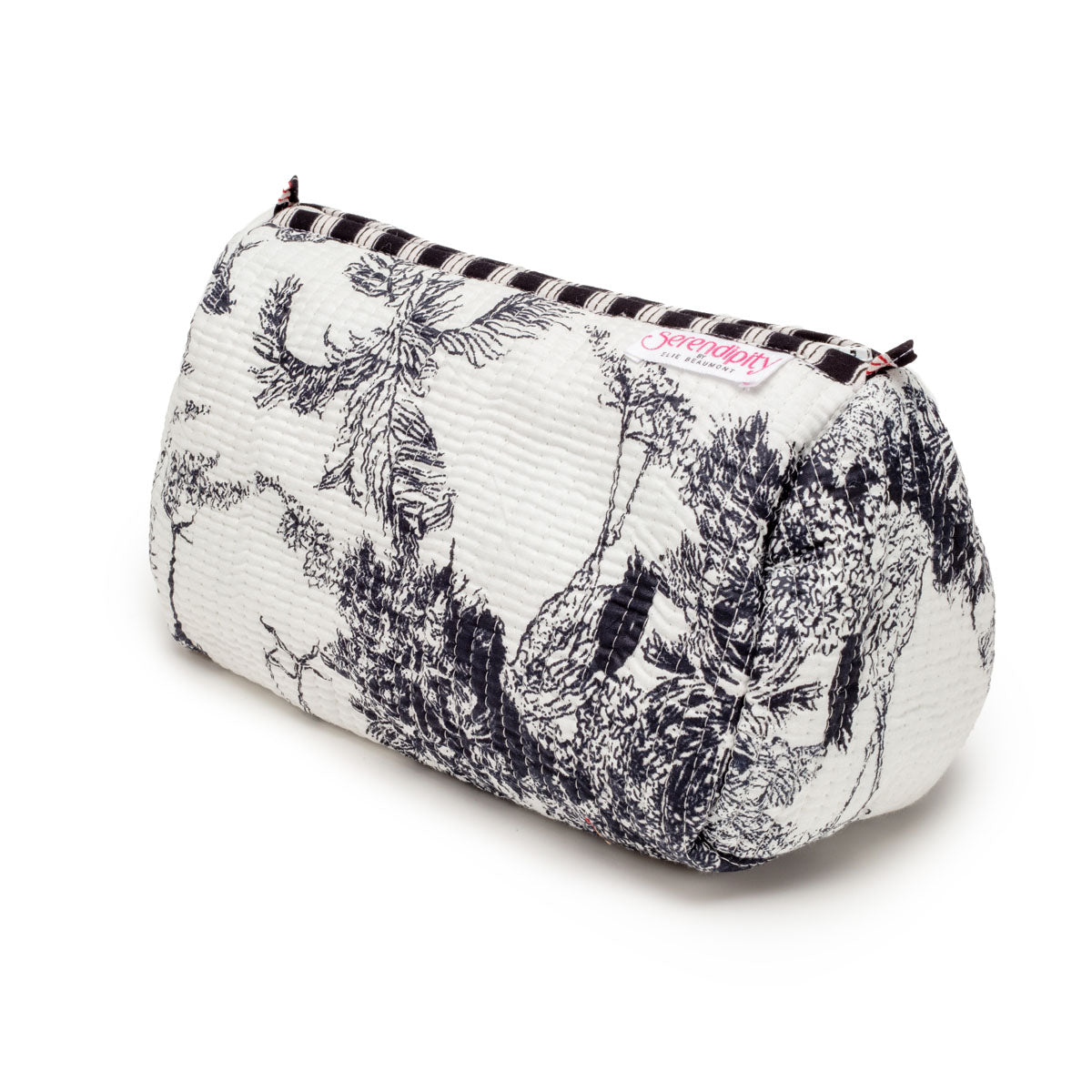 Elie Beaumont Serendipity Cotton Cosmetic Bag Set - Black / White Crane