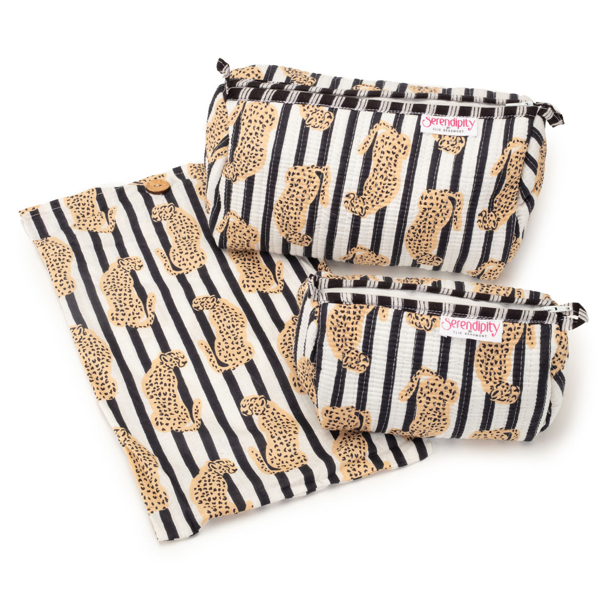Elie Beaumont Serendipity Cotton Cosmetic Bag Set - Leopard