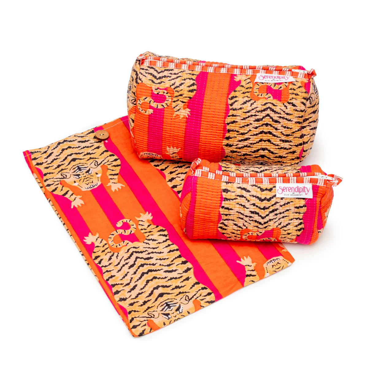Elie Beaumont Serendipity Cotton Tote & Cosmetic Bag Set - Tibetan Tiger