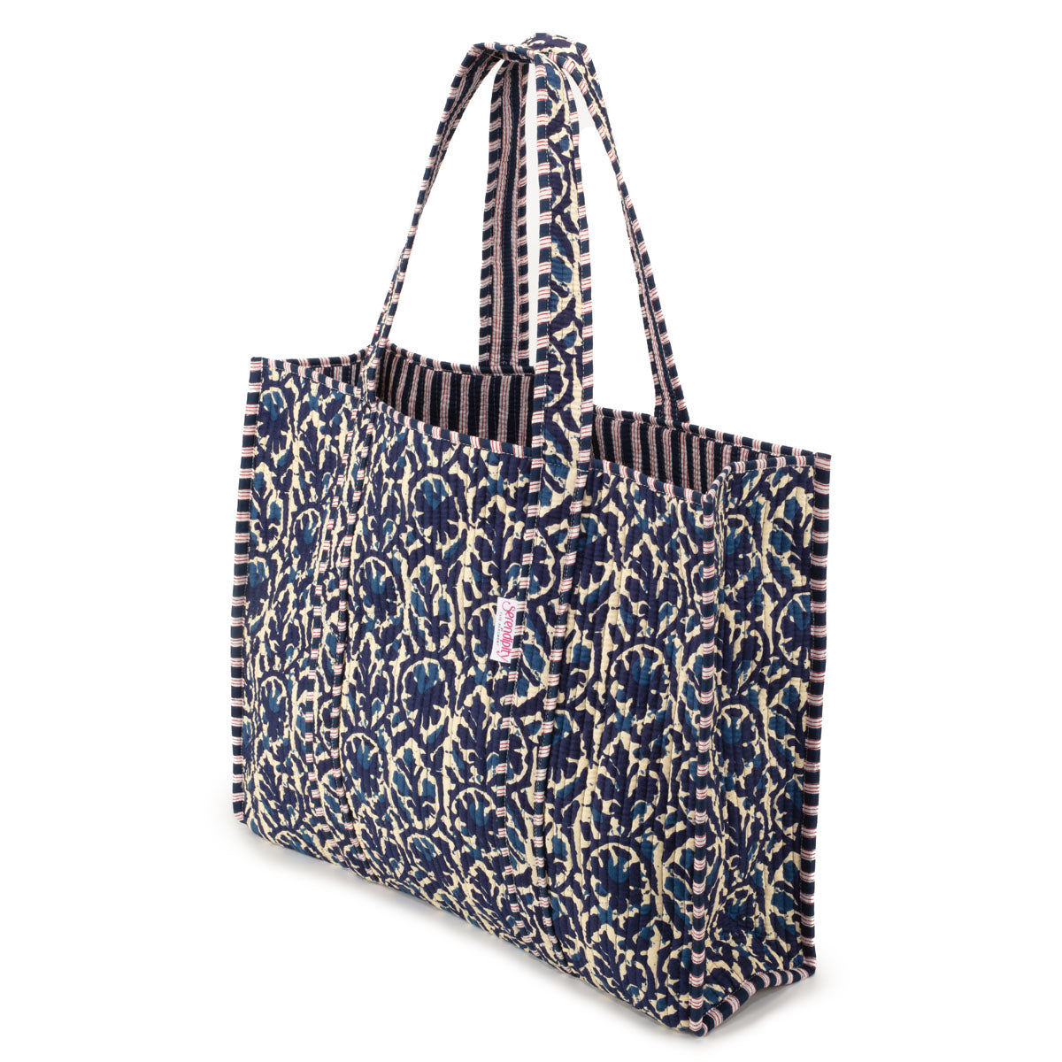 Elie Beaumont Serendipity Cotton Quilted Tote - Indigo Ikat