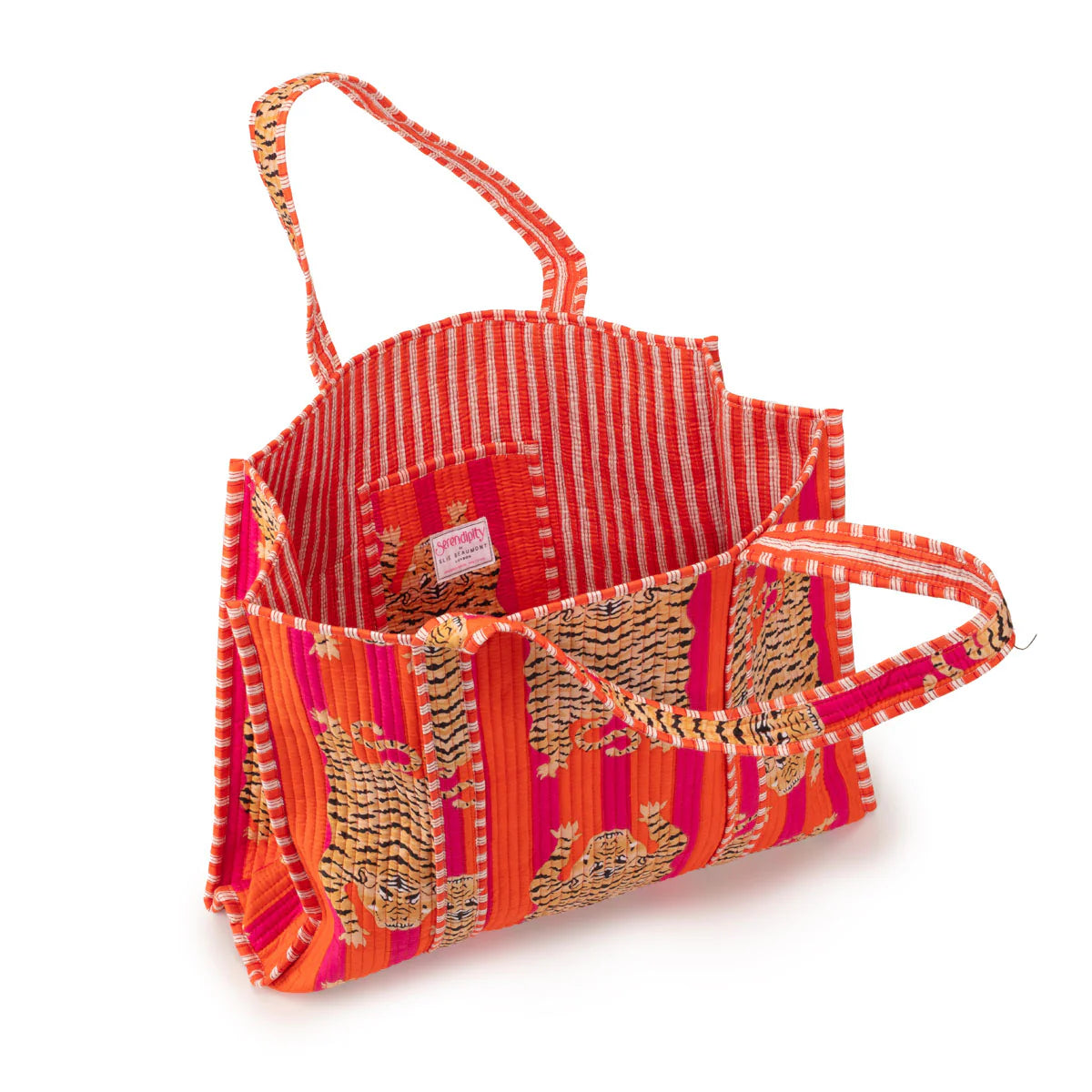 Elie Beaumont Serendipity Cotton Tote & Cosmetic Bag Set - Tibetan Tiger
