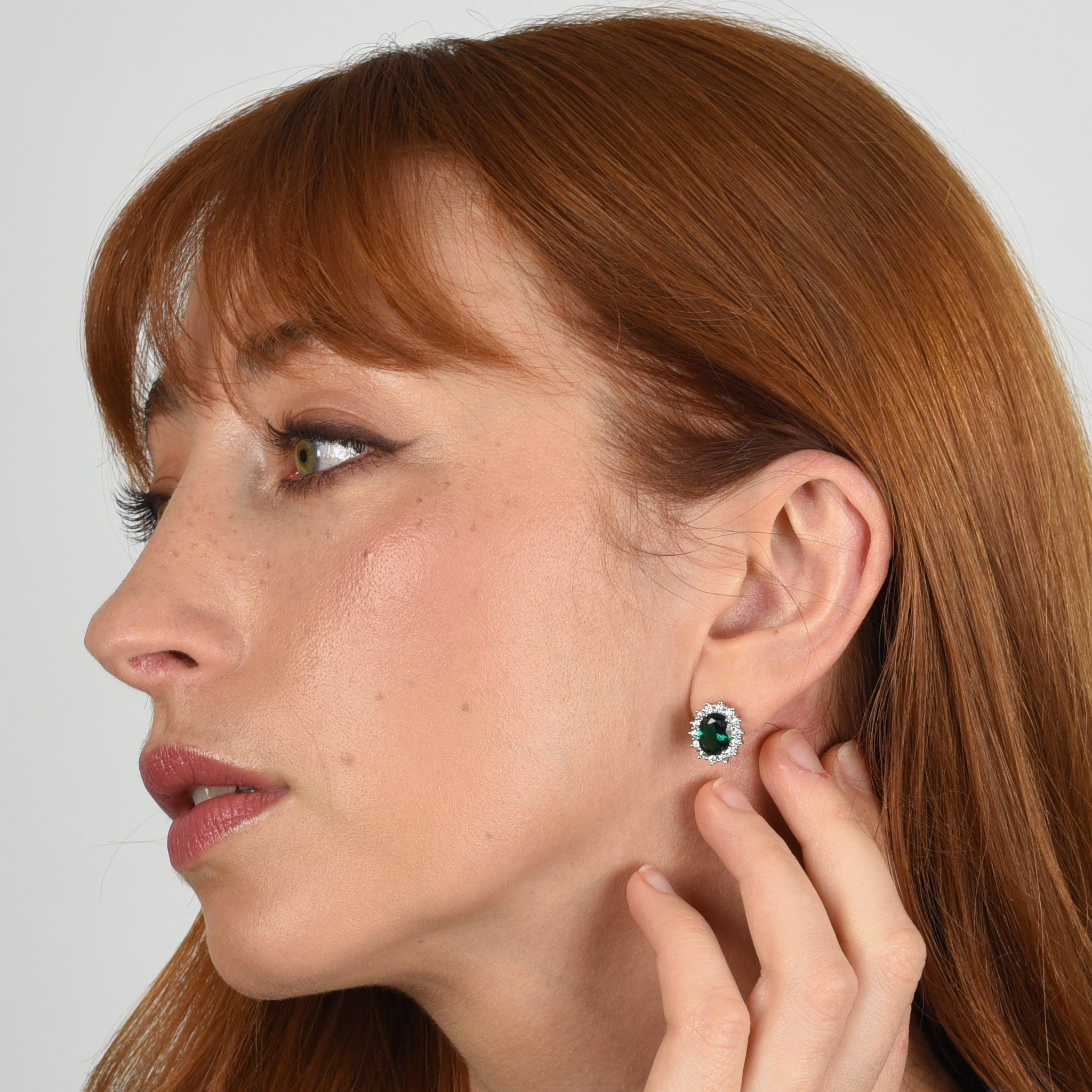 Cachet London Dacia Silver Emerald Earrings