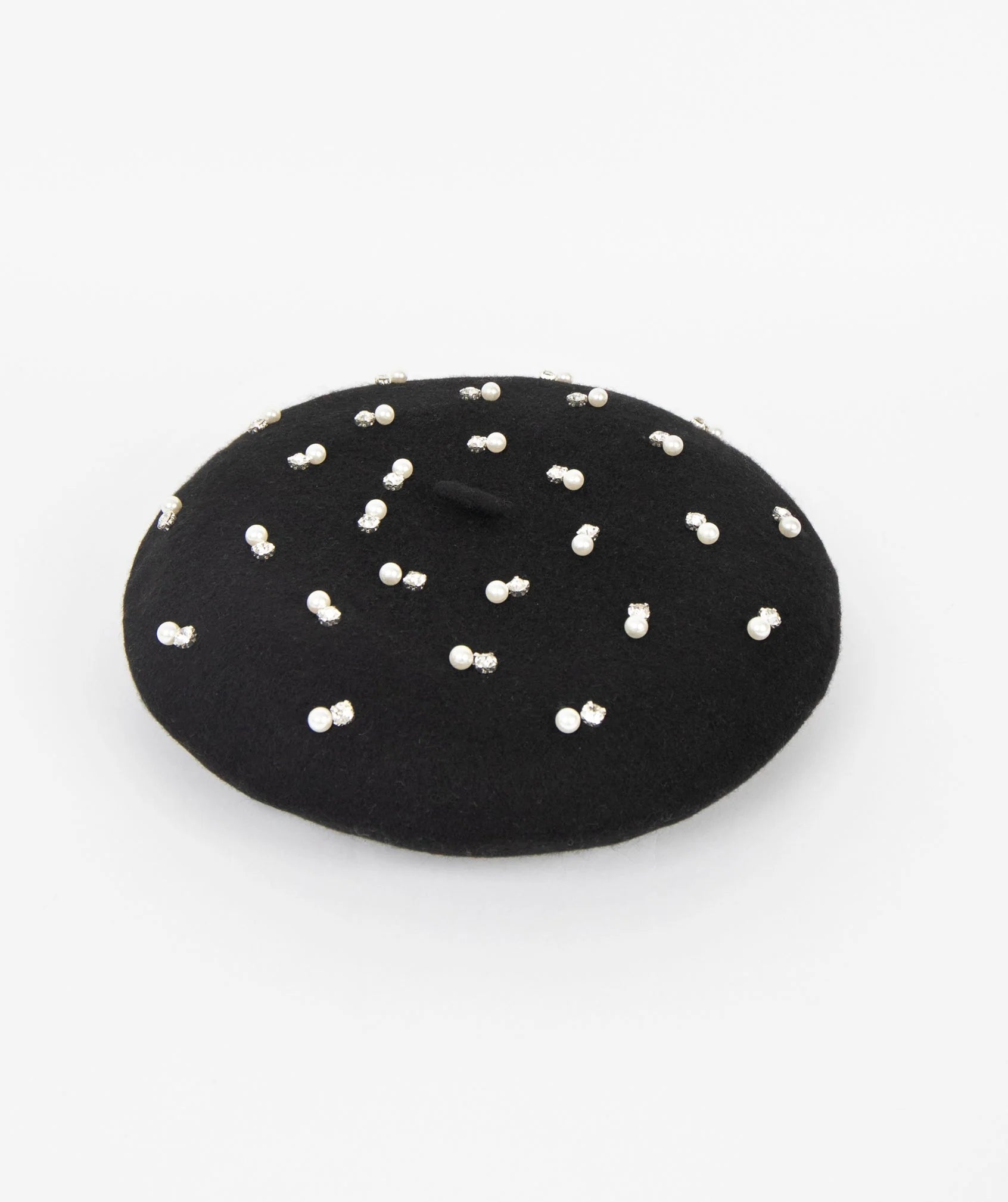 Pearl Embellished Beret - Black - Accessories