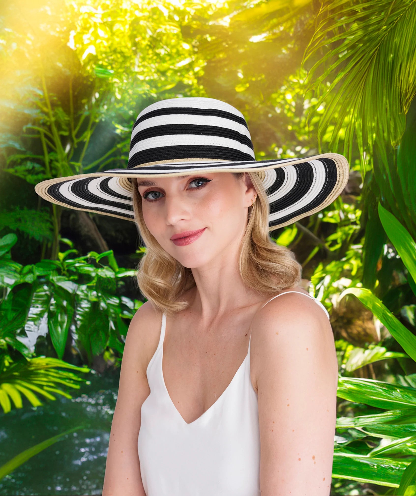 Dynasty - Wide Brim Striped Sun Hat