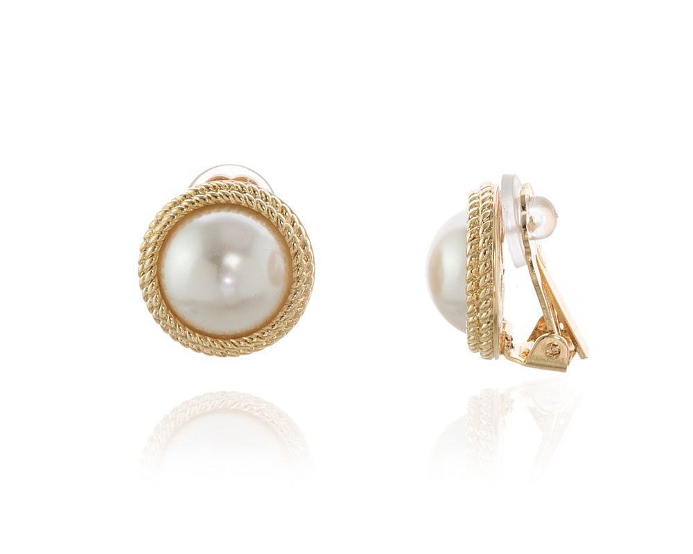 Elan  Pearl Gold Clip On Earrings