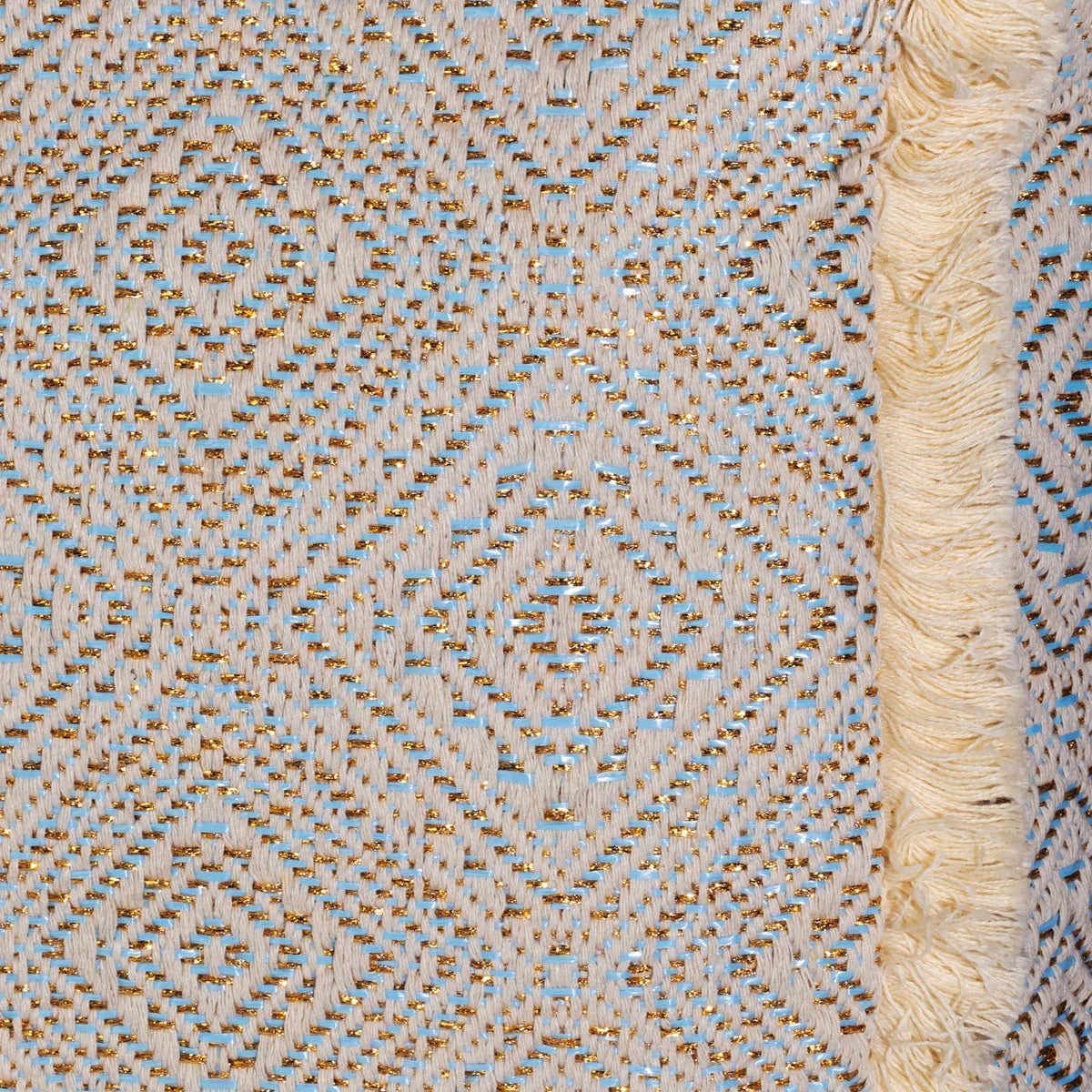Elie Beaumont Summer Tote - Fringe Powder Blue Diamond Jacquard weave