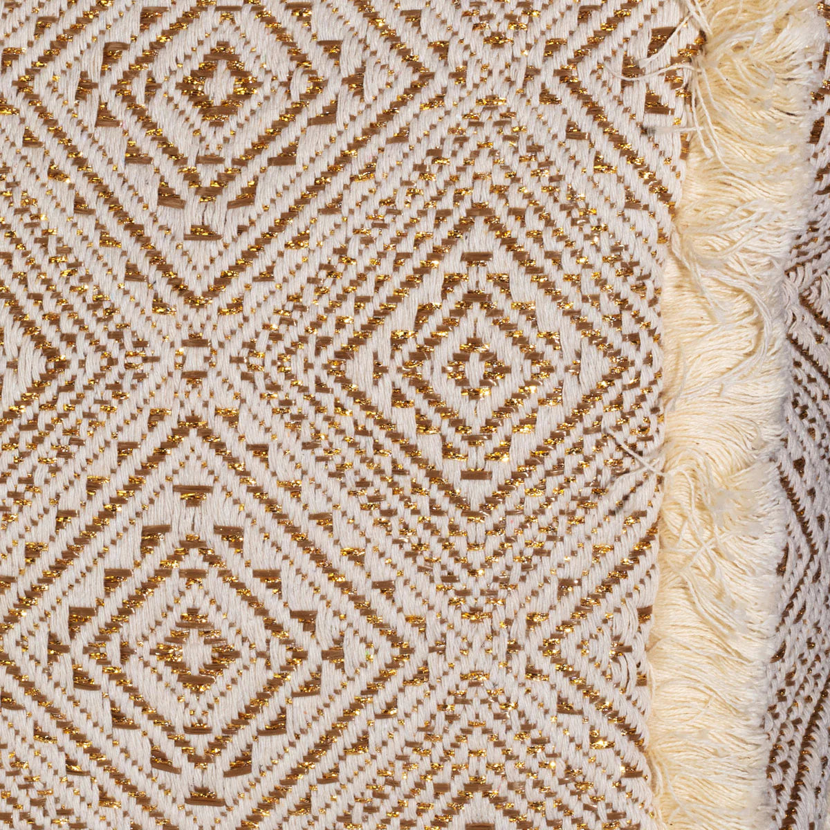 Elie Beaumont Summer Tote - Fringe Gold Diamond Jacquard weave