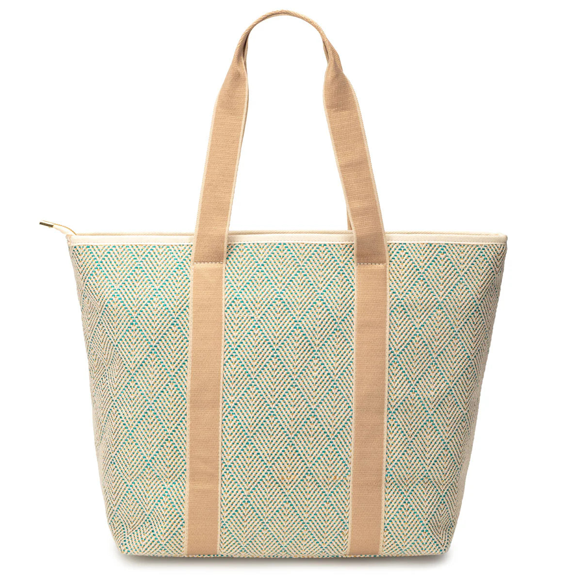 Elie Beaumont Summer Tote - Aqua Geometric basket weave