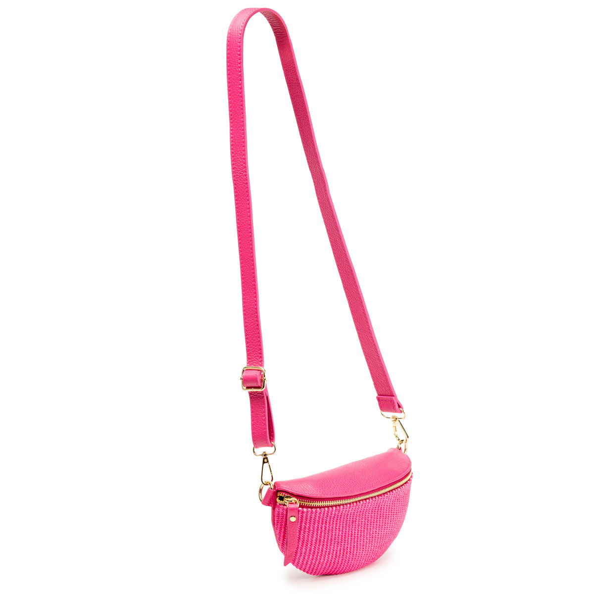 Elie Beaumont Raffia Sling Bag Cerise