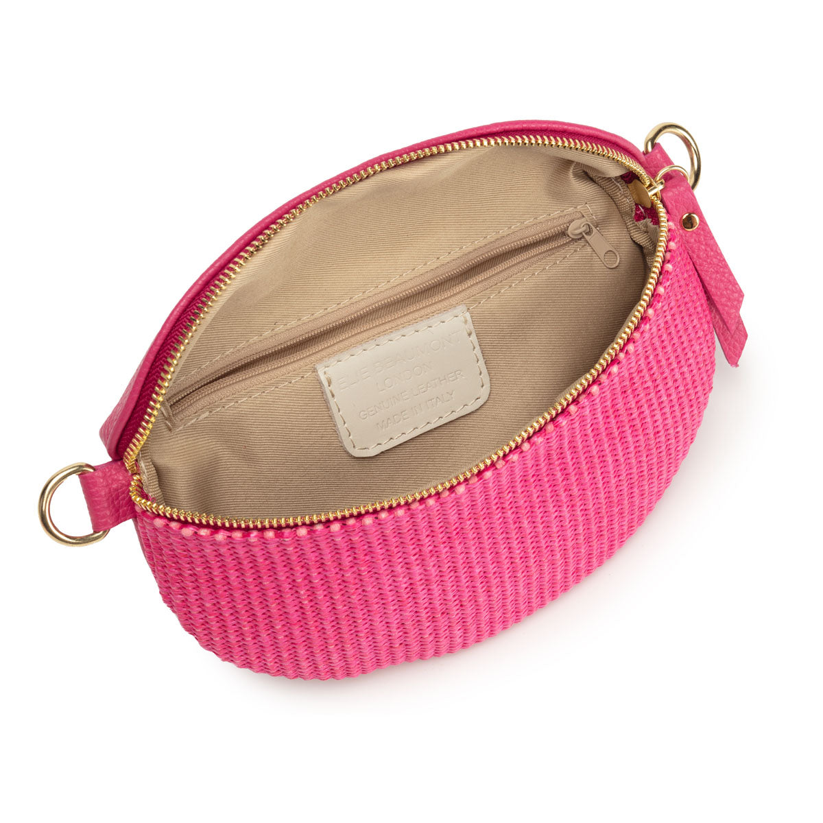 Elie Beaumont Raffia Sling Bag Cerise