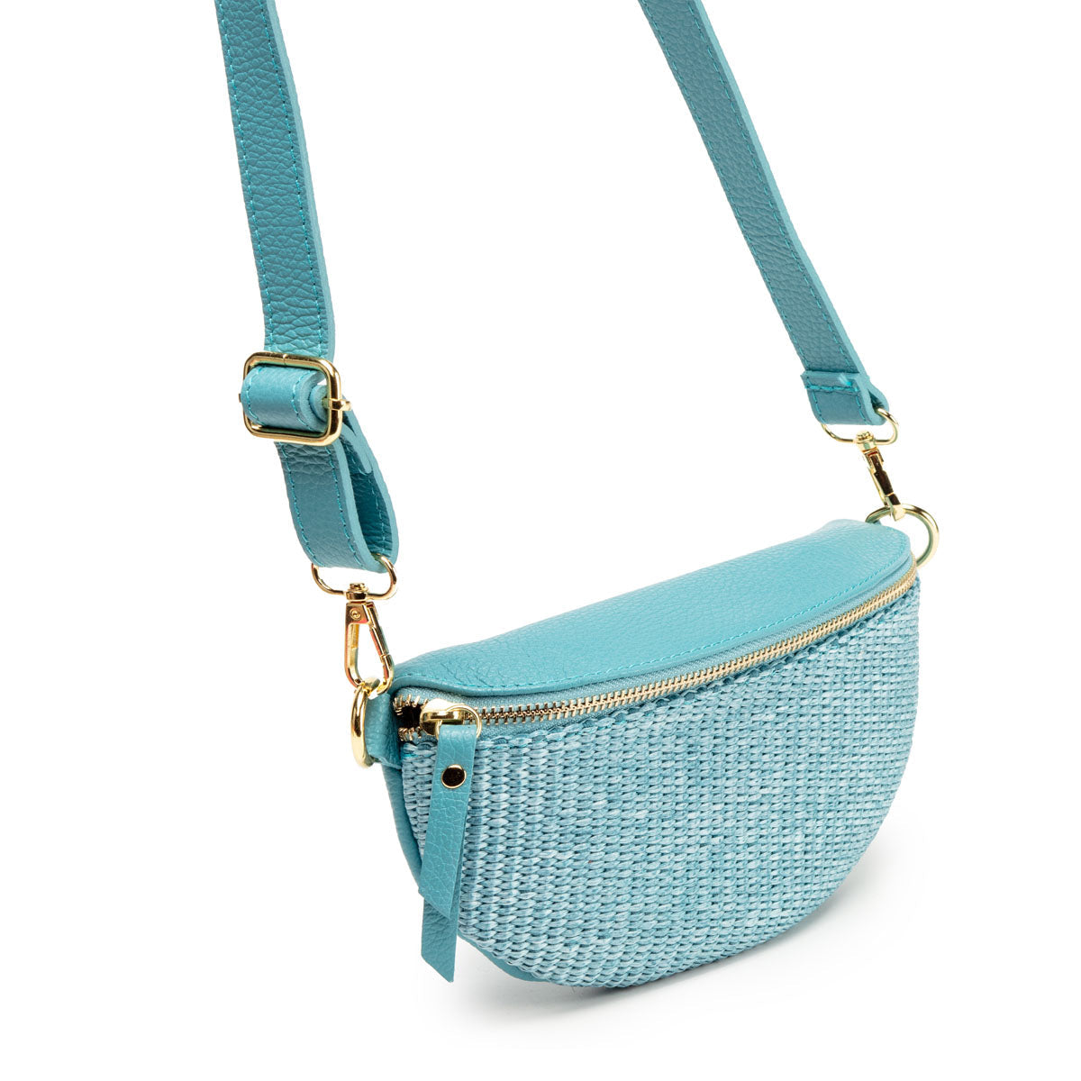 Elie Beaumont Raffia Sling Bag Aqua