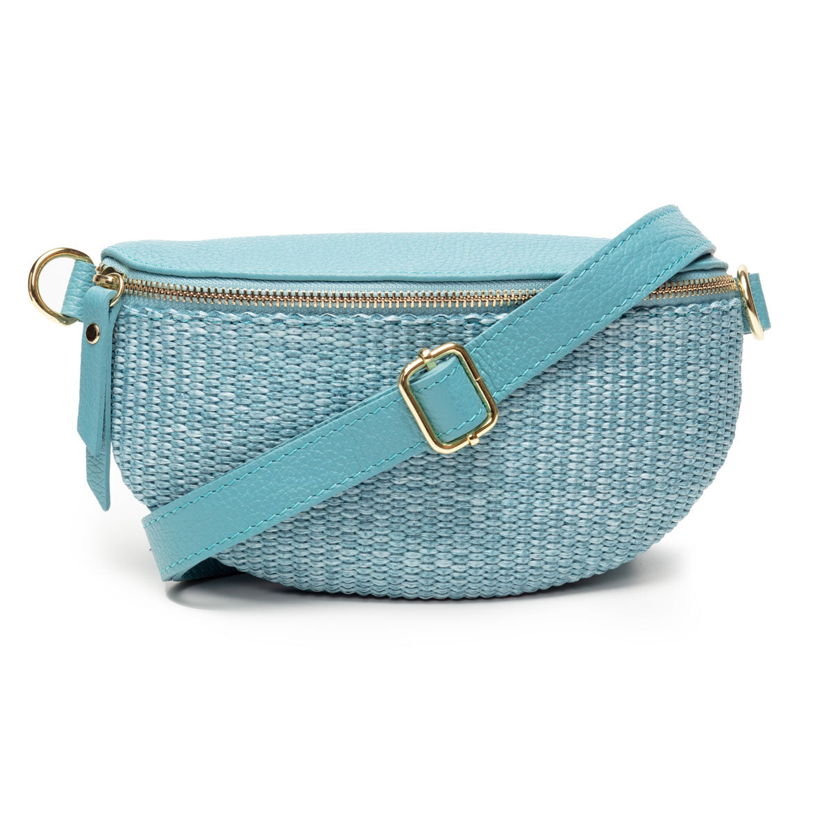 Elie Beaumont Raffia Sling Bag Aqua