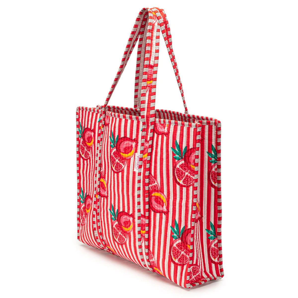 Elie Beaumont Serendipity Cotton Tote & Cosmetic Bag Set - Pink Pomegranate