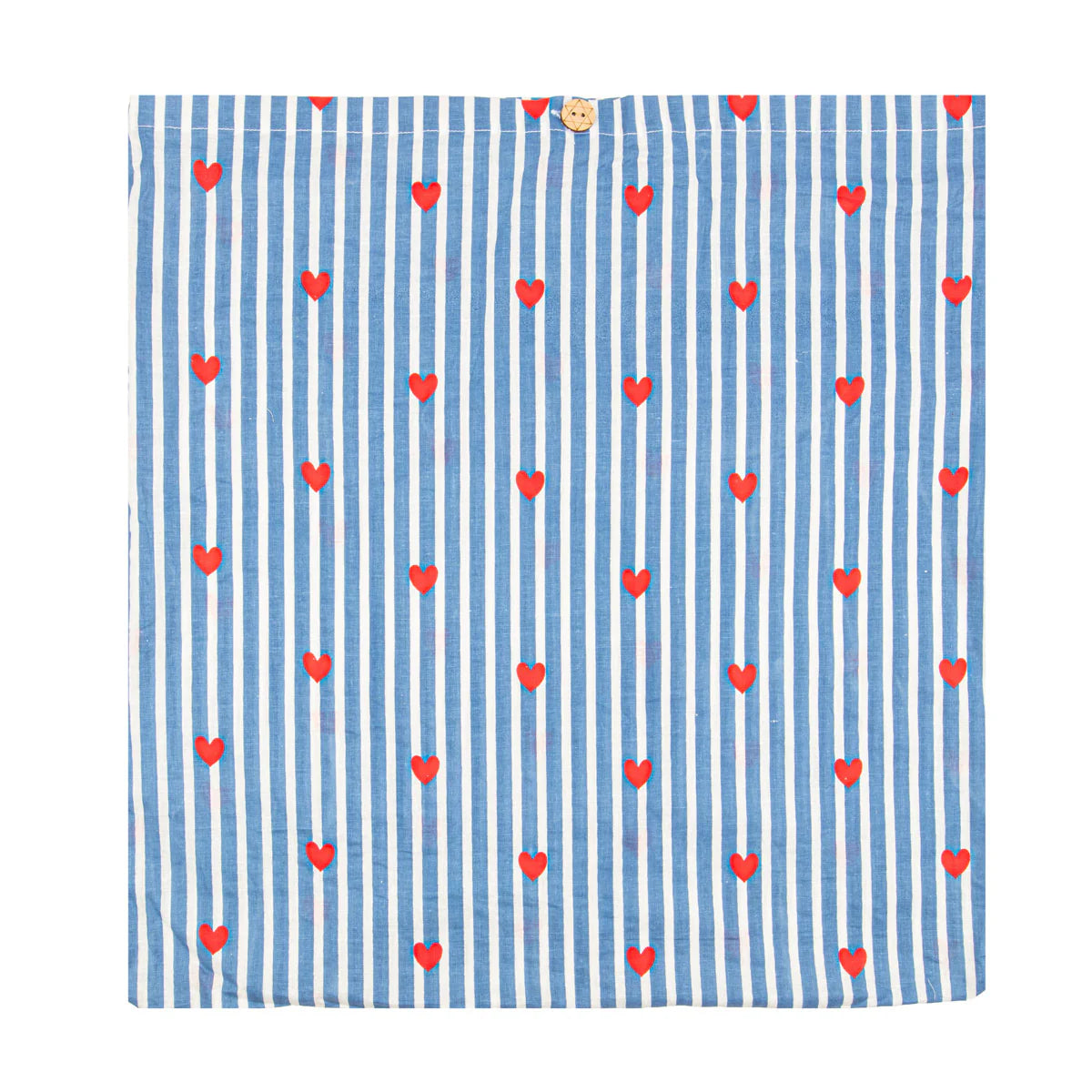 Elie Beaumont Serendipity Cotton Quilted Tote - Blue Stripe Red Heart