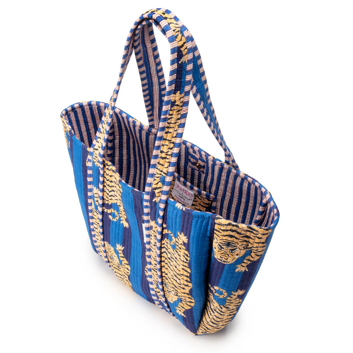 Elie Beaumont Serendipity Cotton Shoulder Tote - Blue Tibetan Tiger