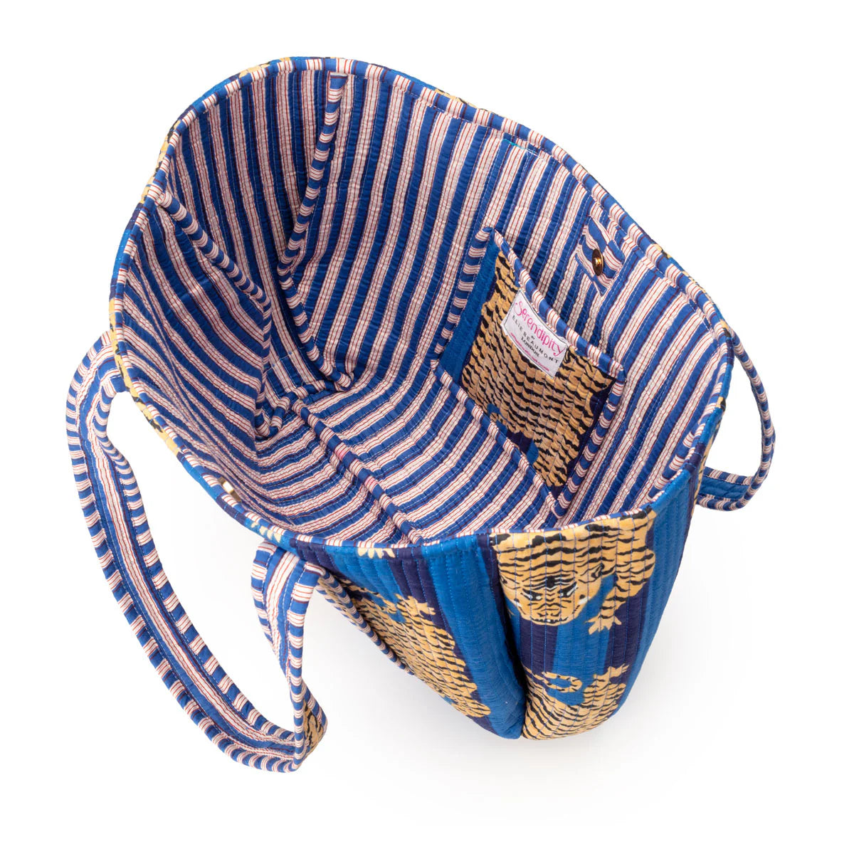 Elie Beaumont Serendipity Cotton Shoulder Tote - Blue Tibetan Tiger