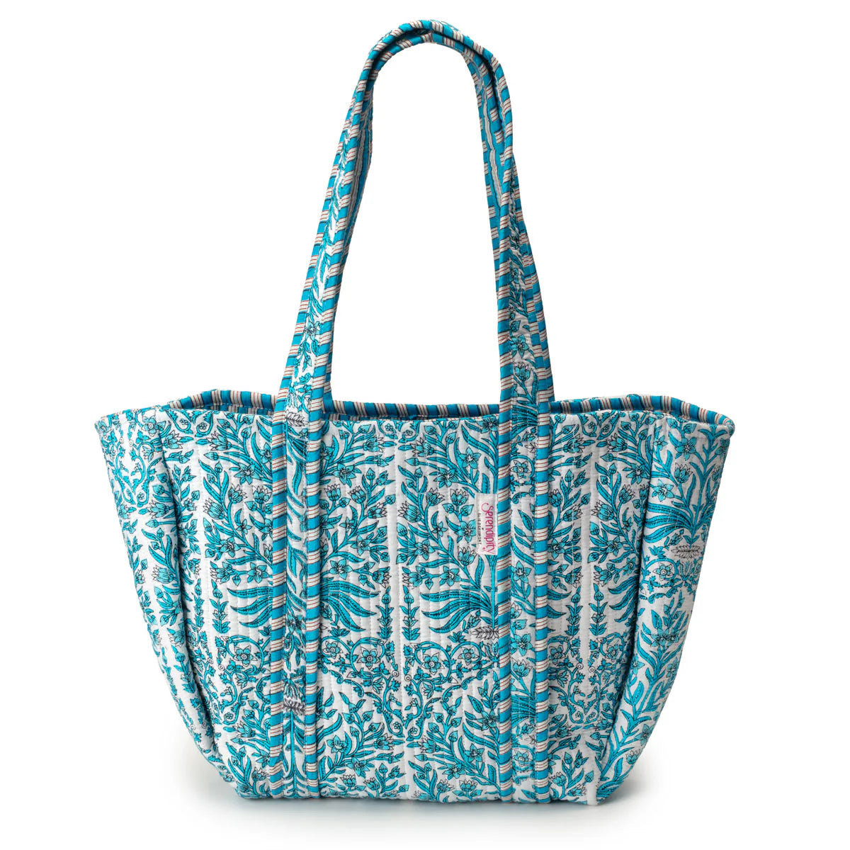 Elie Beaumont Serendipity Cotton Shoulder Tote - Aqua Baroque