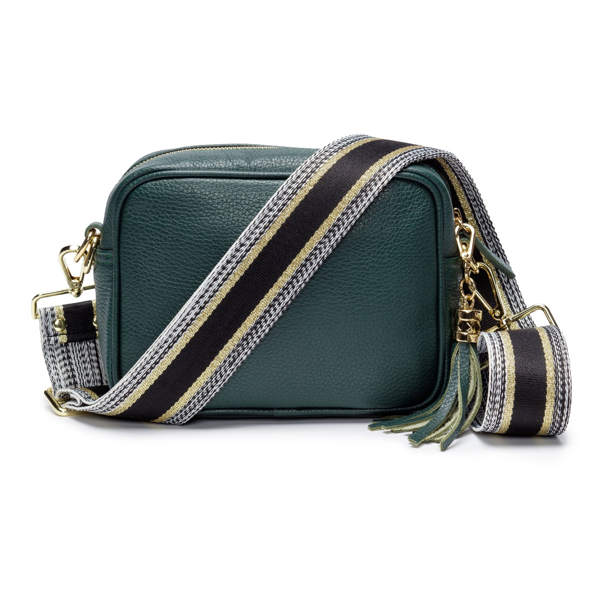 Elie Beaumont Crossbody strap - Metallic Black/Gold