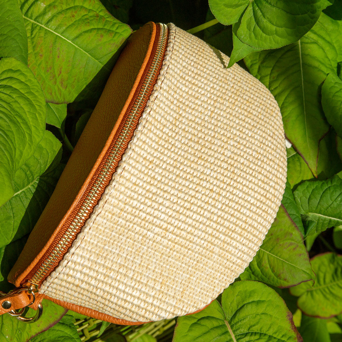 Elie Beaumont Raffia Sling Bag Tan