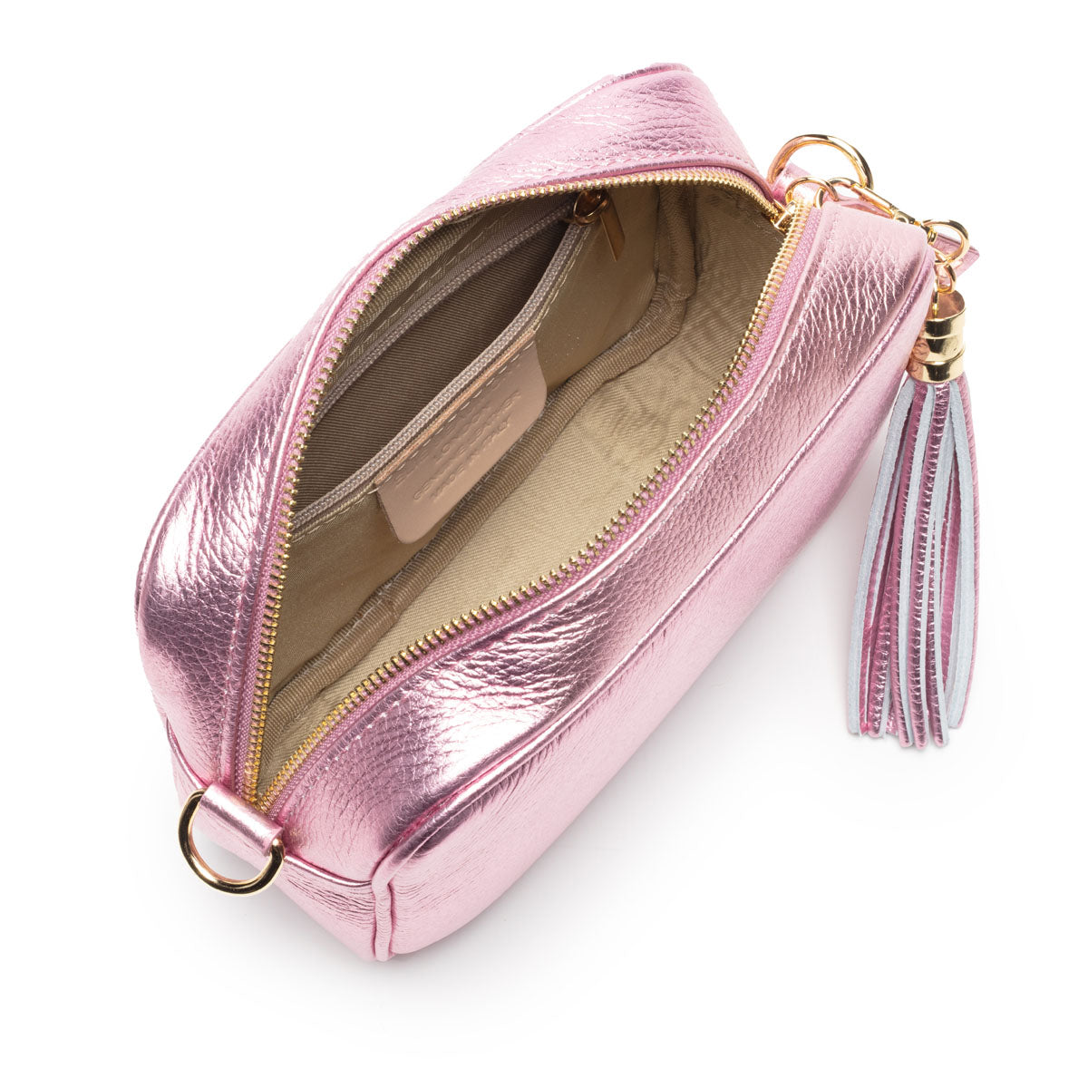 Elie Beaumont Crossbody Tassel Metallic Rose