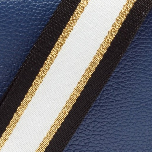 Elie Beaumont Crossbody strap - Black/ Gold/ White Stripes