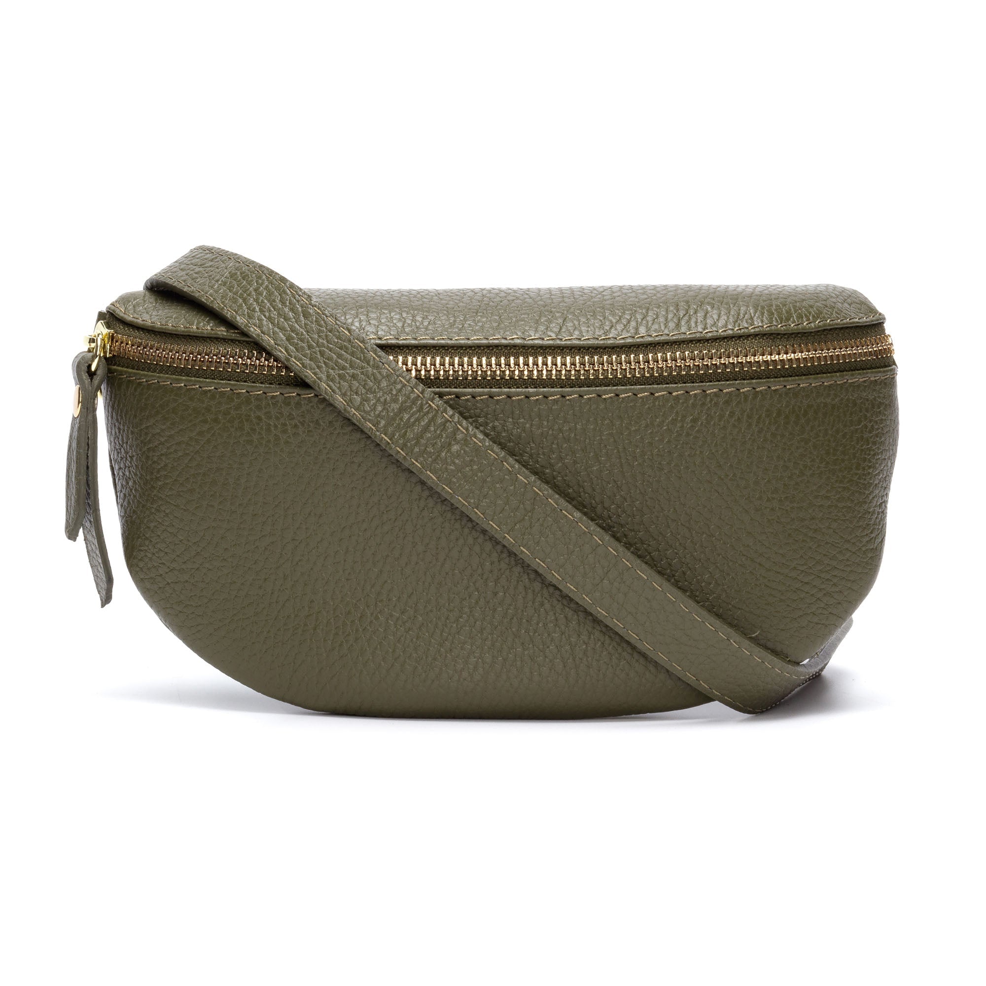 Elie Beaumont Sling Bag - Olive with Army Stripes Strap