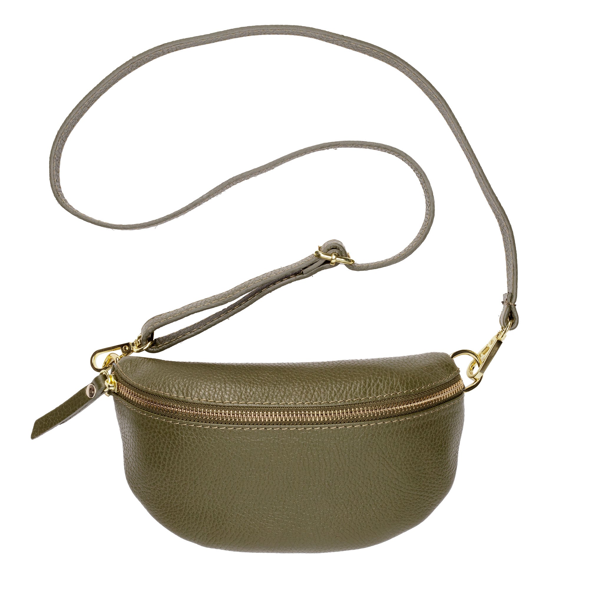 Elie Beaumont Sling Bag - Olive with Army Stripes Strap