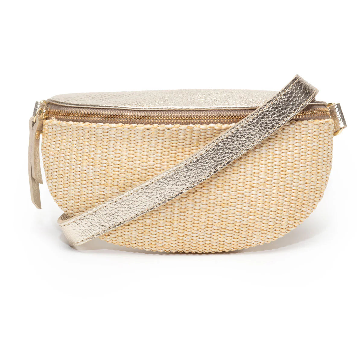 Elie Beaumont Raffia Sling Bag Gold