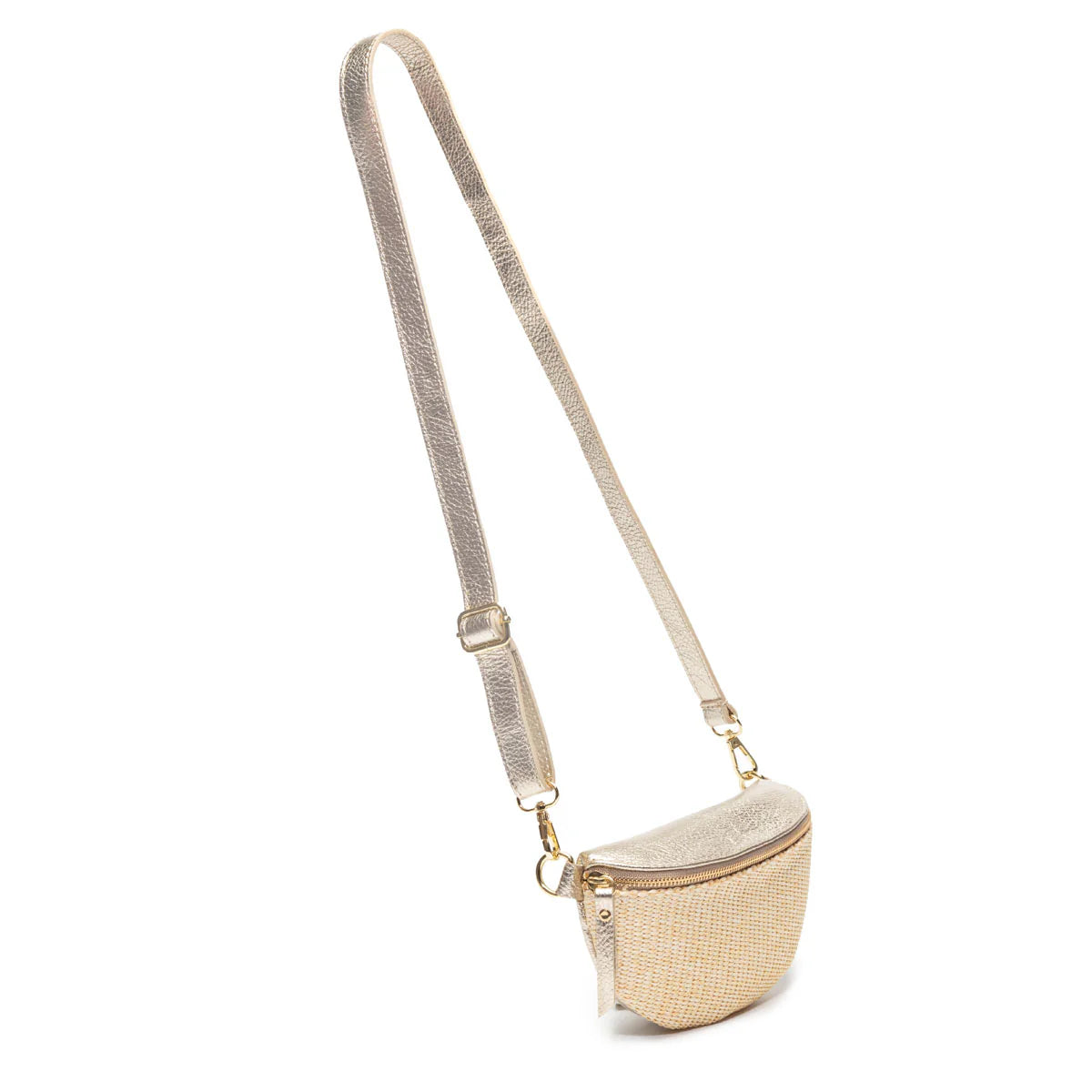 Elie Beaumont Raffia Sling Bag Gold