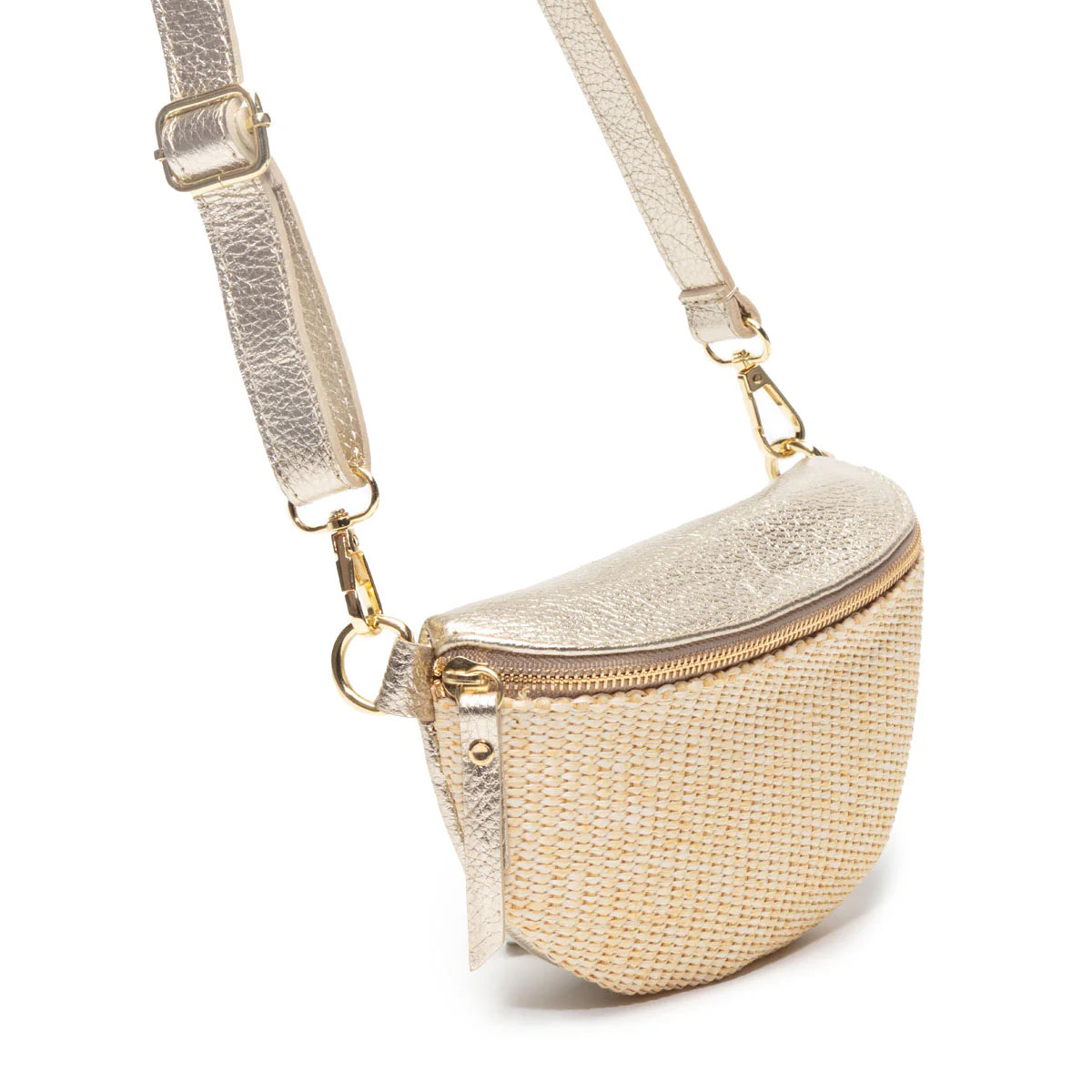 Elie Beaumont Raffia Sling Bag Gold
