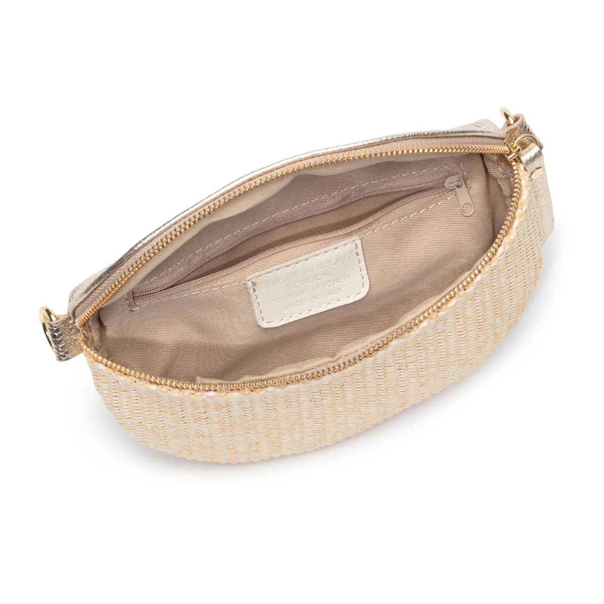 Elie Beaumont Raffia Sling Bag Gold