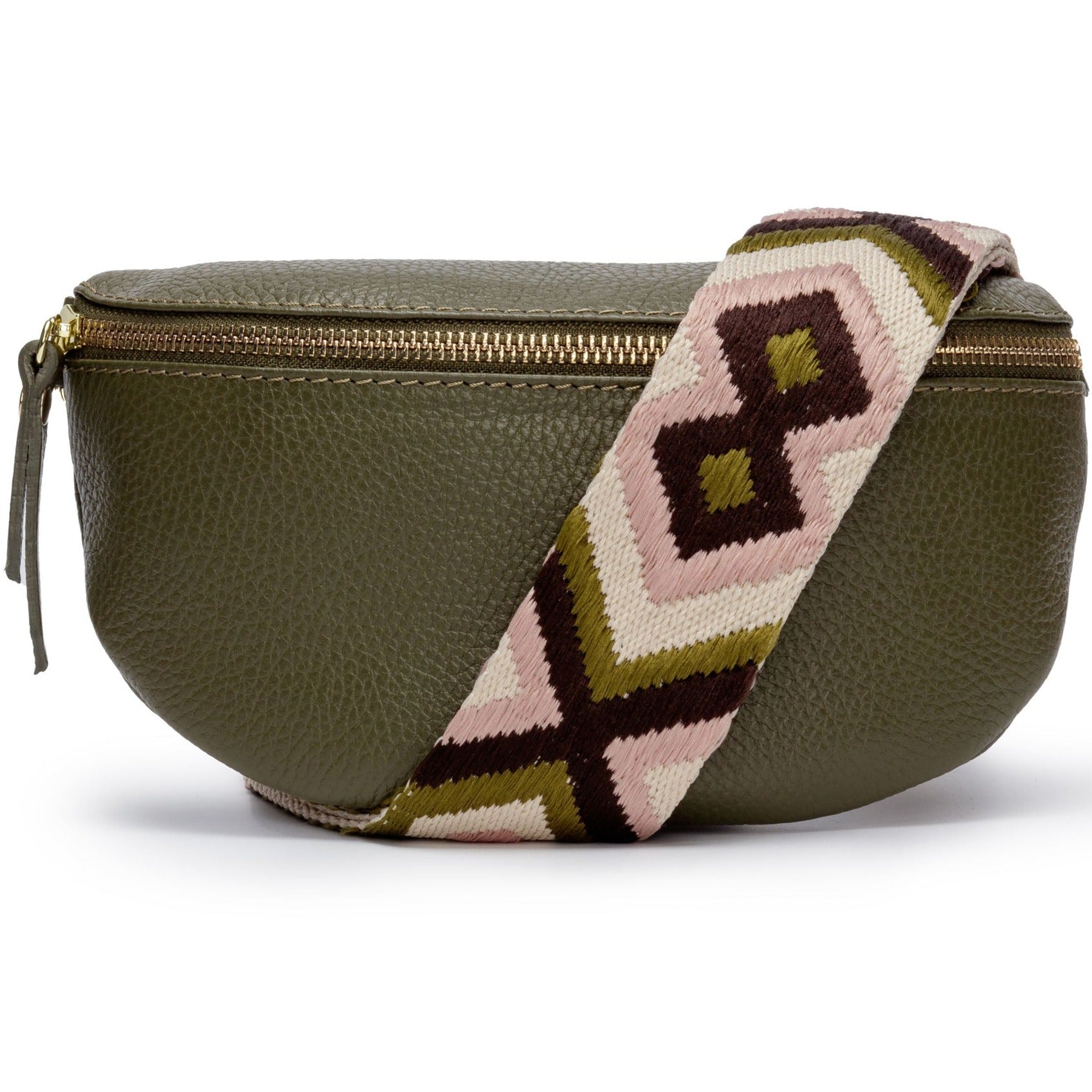 Elie Beaumont Sling Bag - Olive with Olive Weave Strap