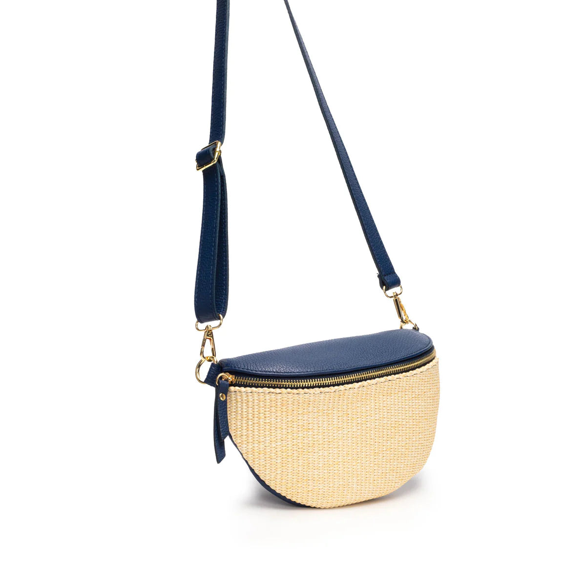 Elie Beaumont Raffia Sling Bag Navy