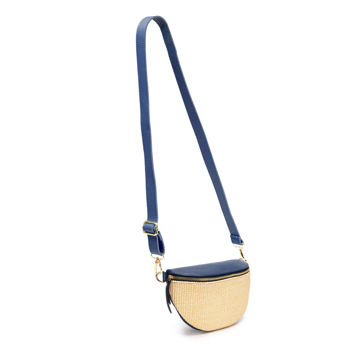Elie Beaumont Raffia Sling Bag Navy