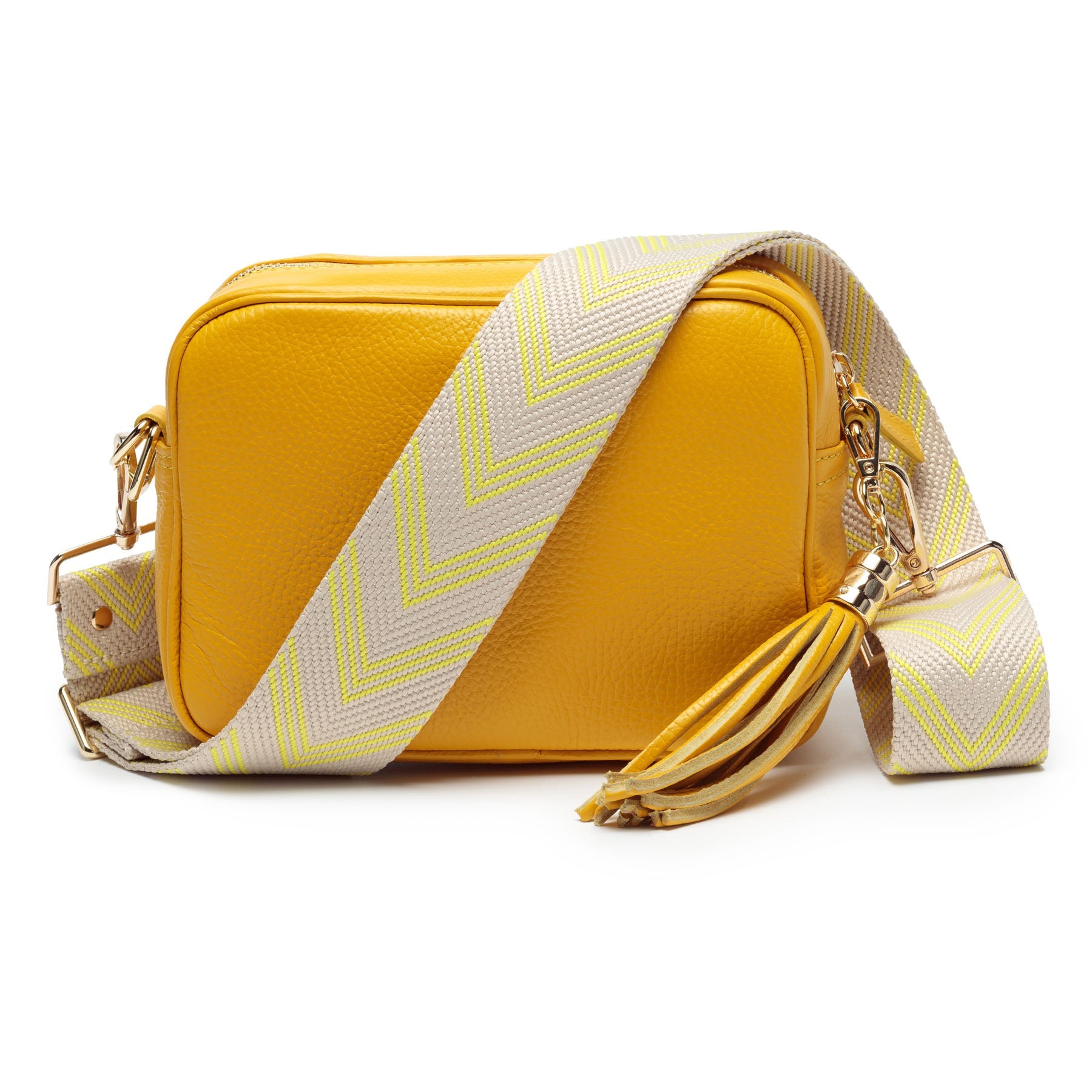 Elie Beaumont Chevron Crossbody strap - Lemon Chevron