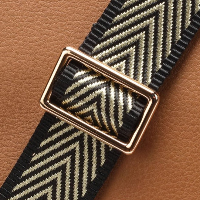 Elie Beaumont Crossbody strap - Gold Chevron