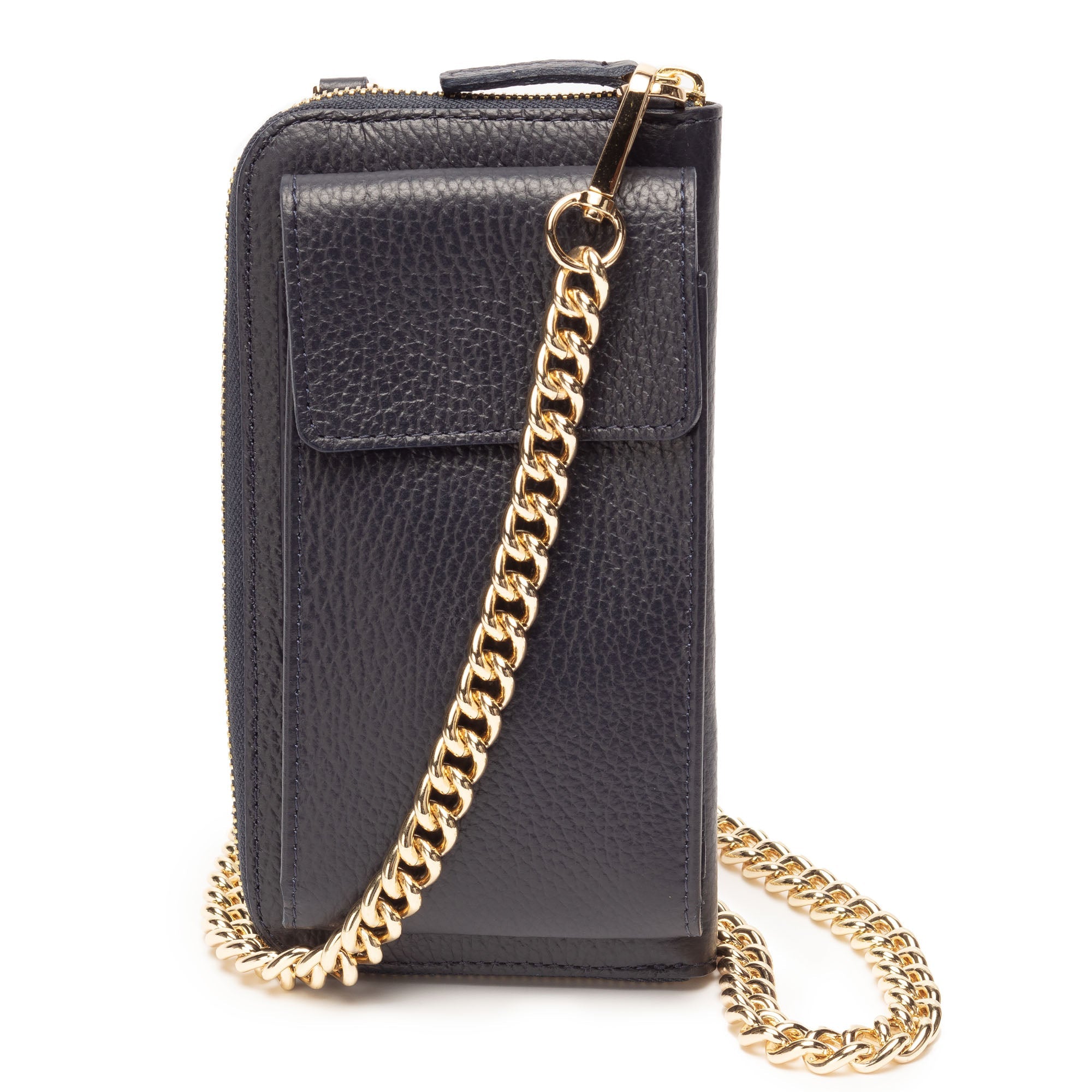 Elie Beaumont Phonebag Navy (Gold Chain strap)