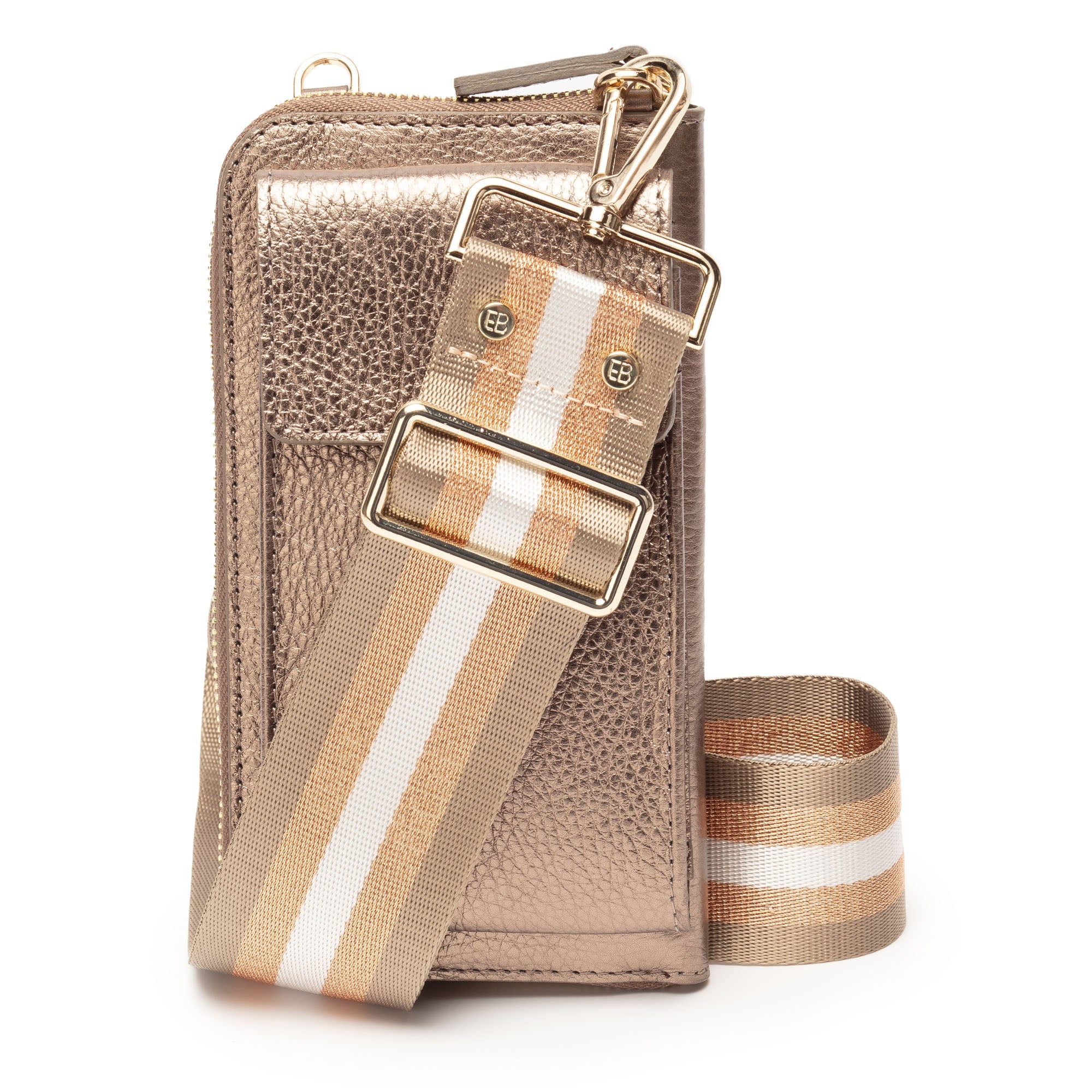 Elie Beaumont Phonebag Bronze (Champagne Stripes strap)