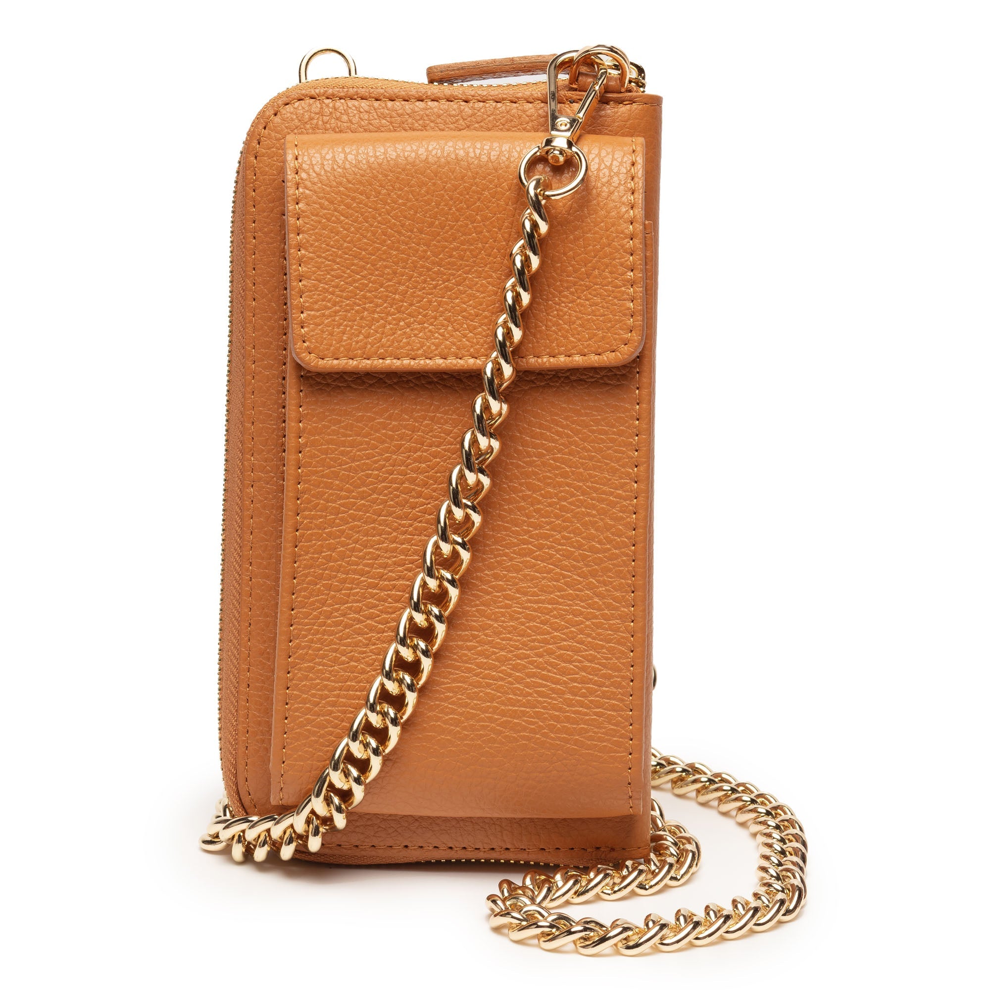 Elie Beaumont Phonebag Tan (Gold Chain strap)