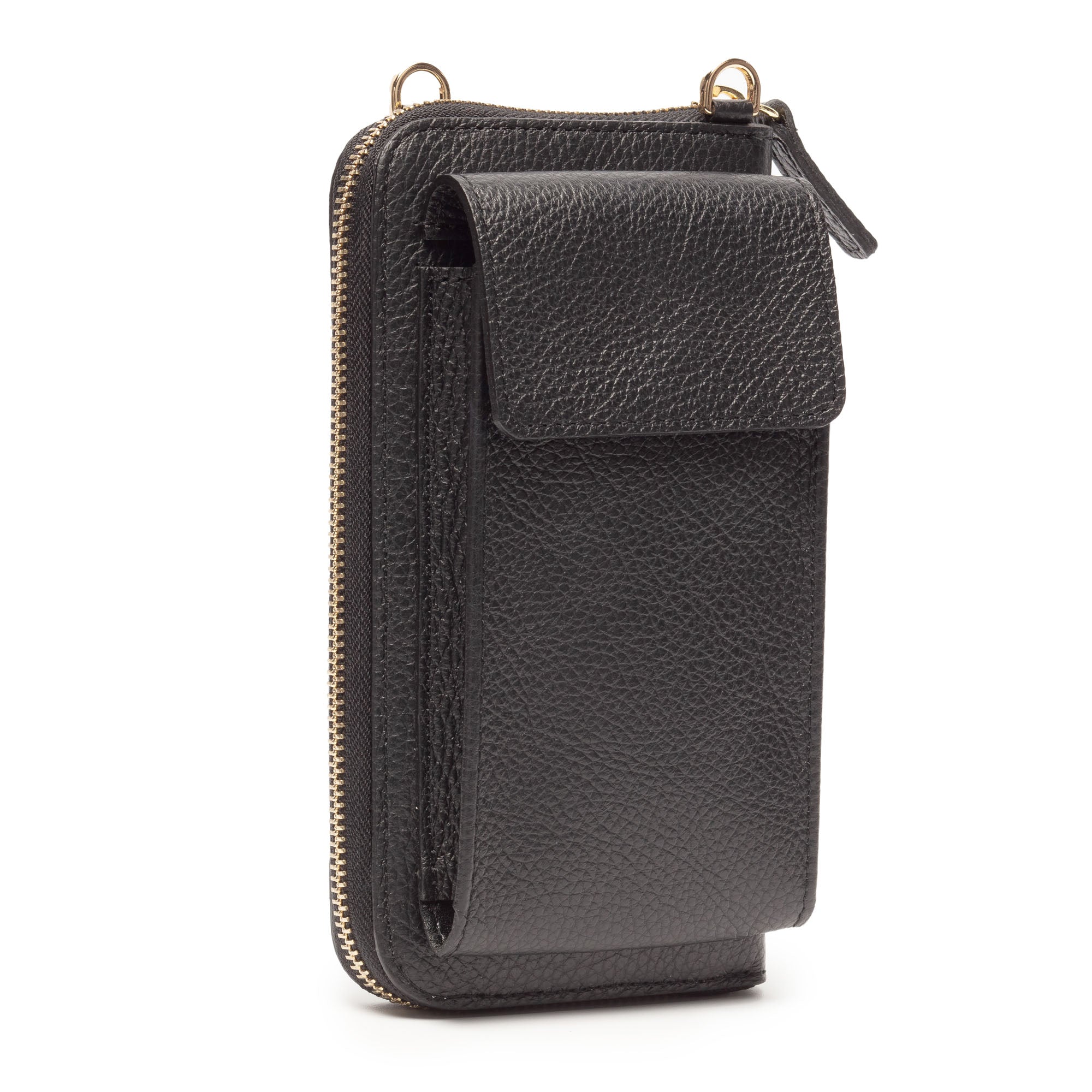 Elie Beaumont Phonebag Black (Olive Leopard strap)