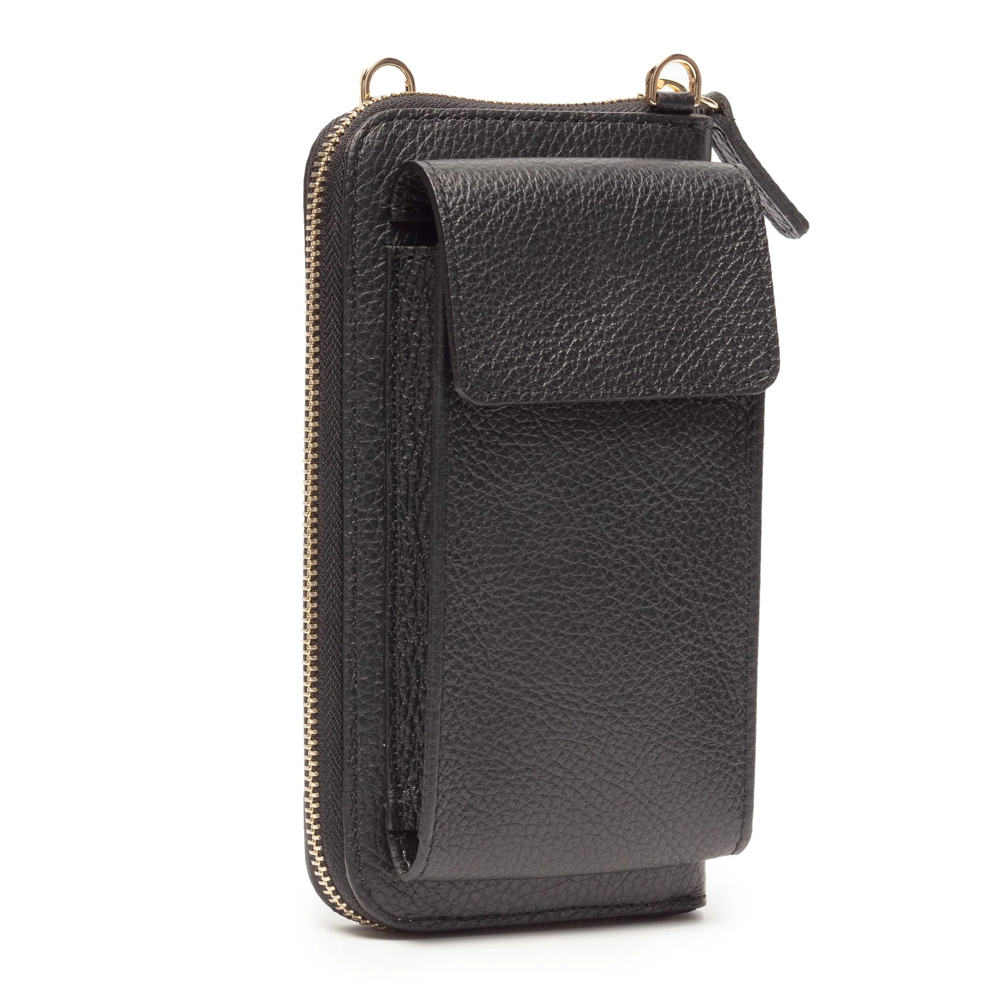 Elie Beaumont Phonebag Black (Gold Chevron strap)