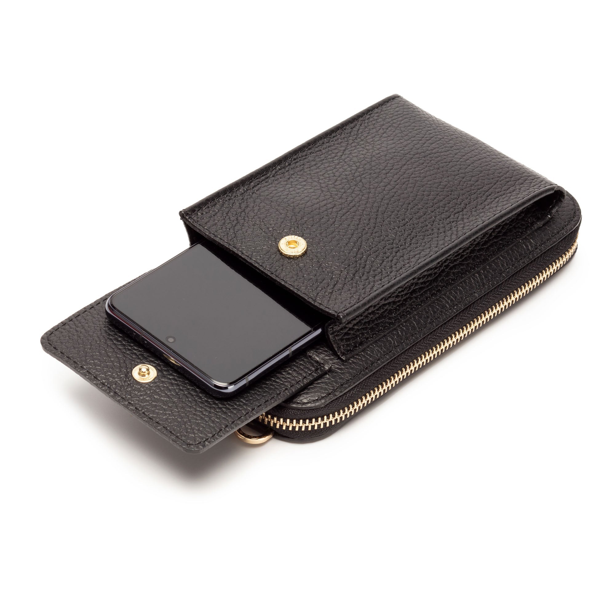 Elie Beaumont Phonebag Black (Leopard strap)