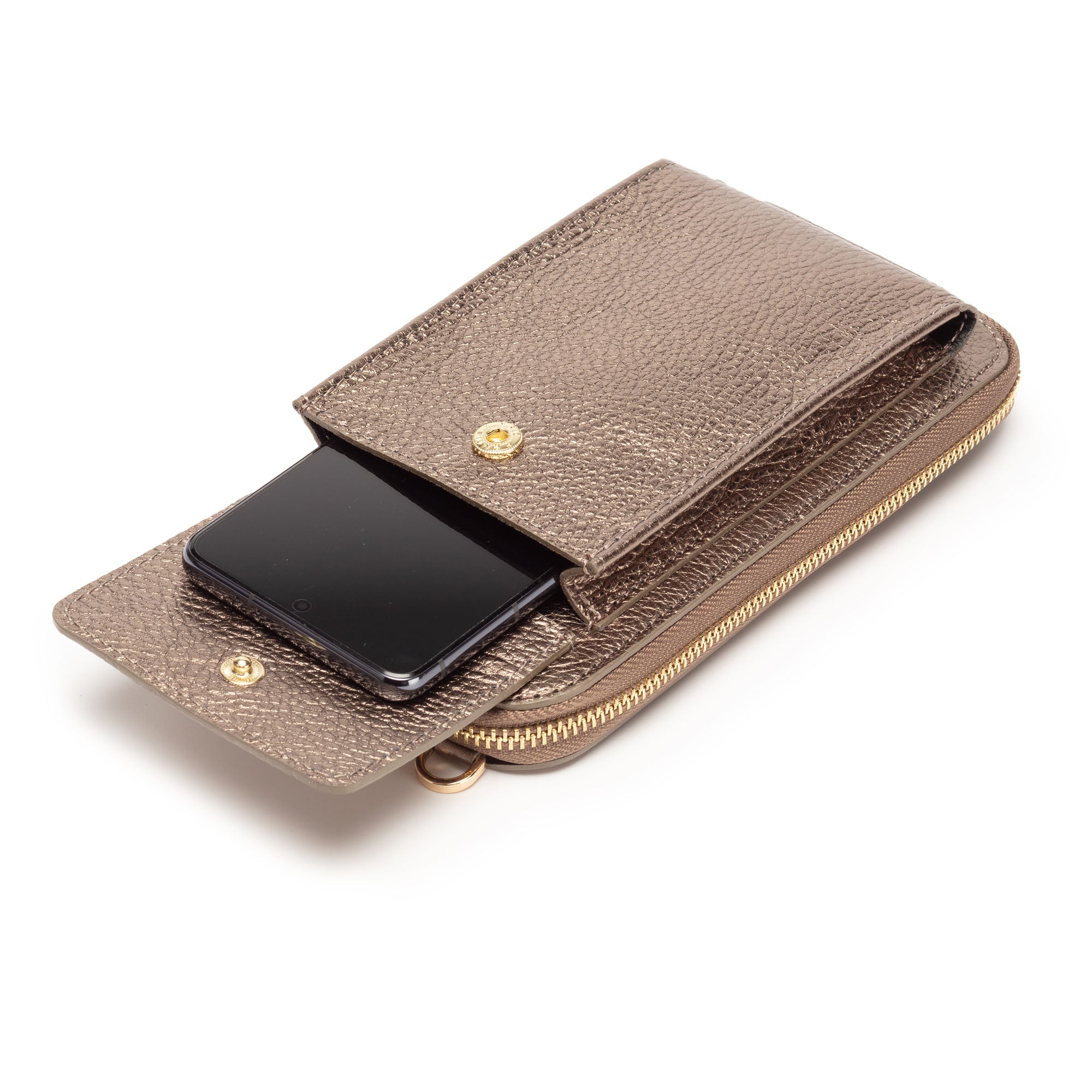 Elie Beaumont Phonebag Bronze (Black/Gold/White strap)