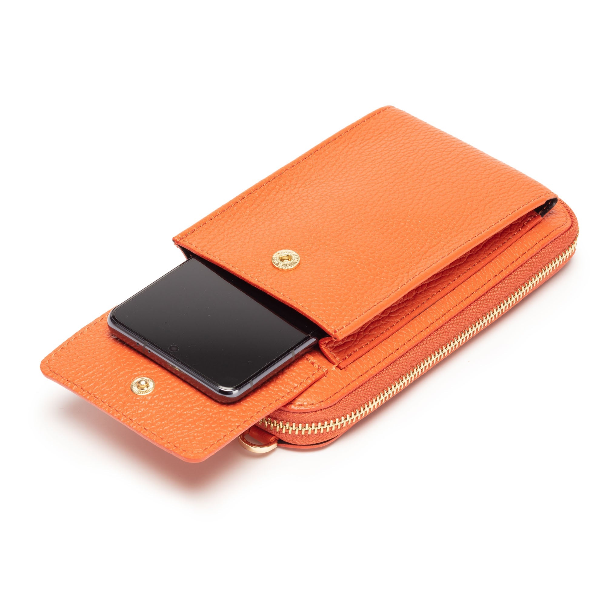 Elie Beaumont Phonebag Orange (Navy Copper strap)