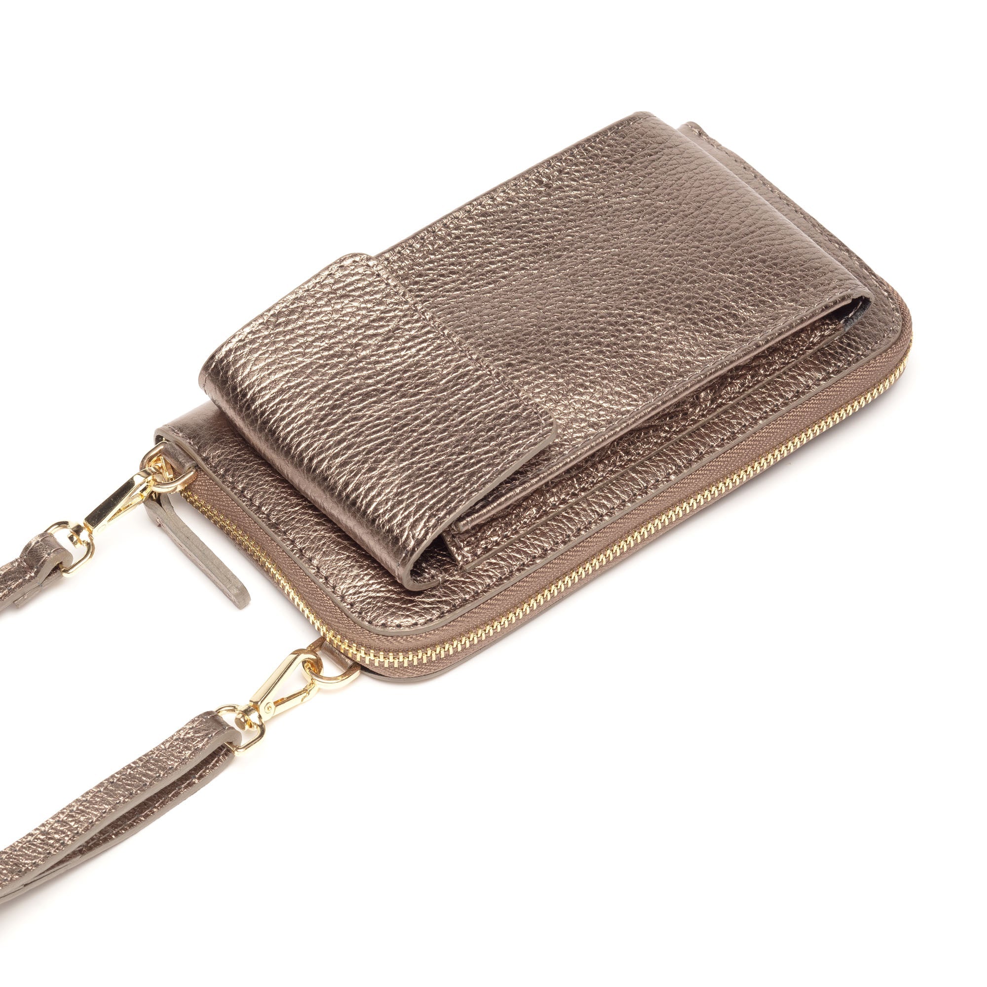 Elie Beaumont Phonebag Bronze (Black/Gold/White strap)